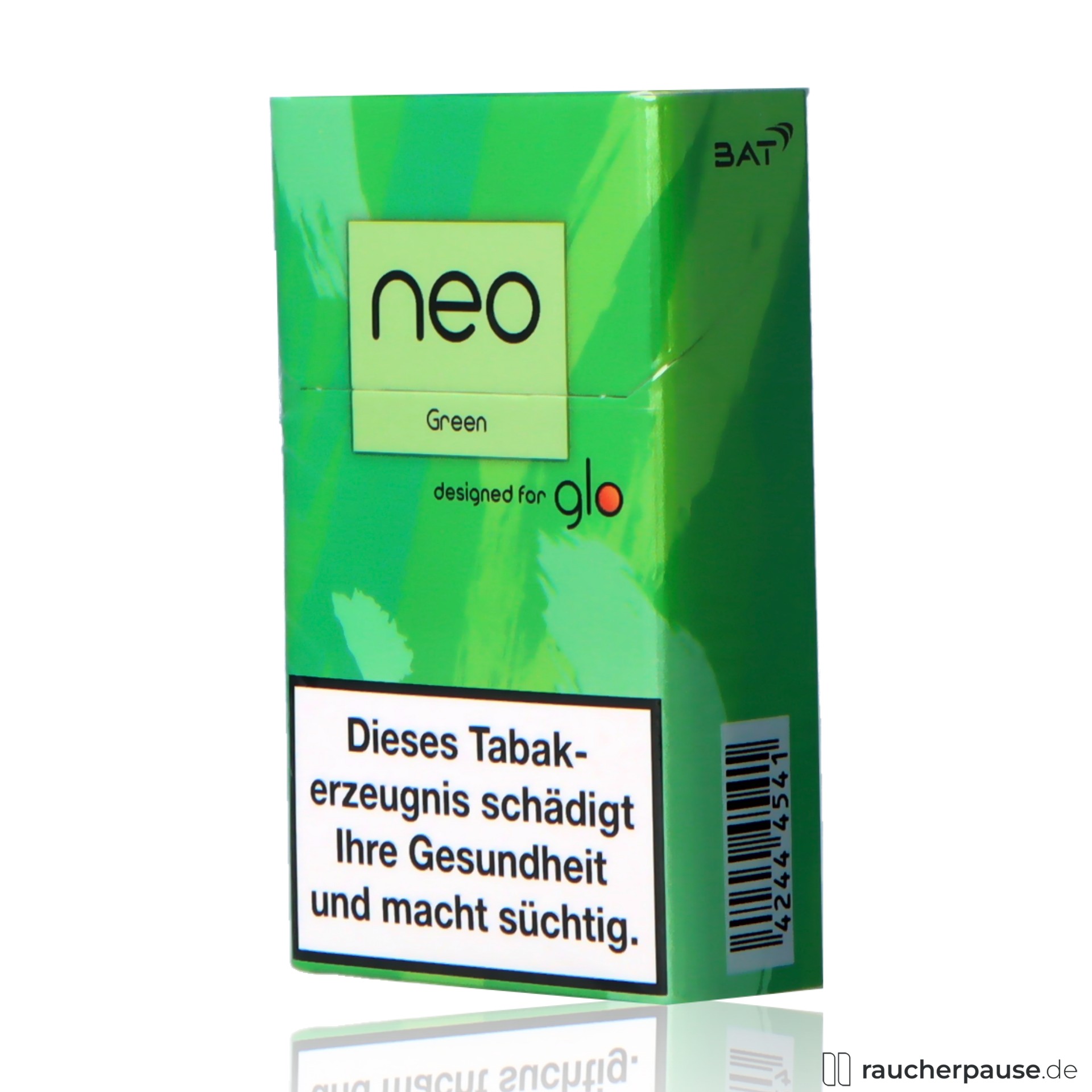 neo, neo green fuer glo stueck frischer tabakgeschmack , packshot seitlich