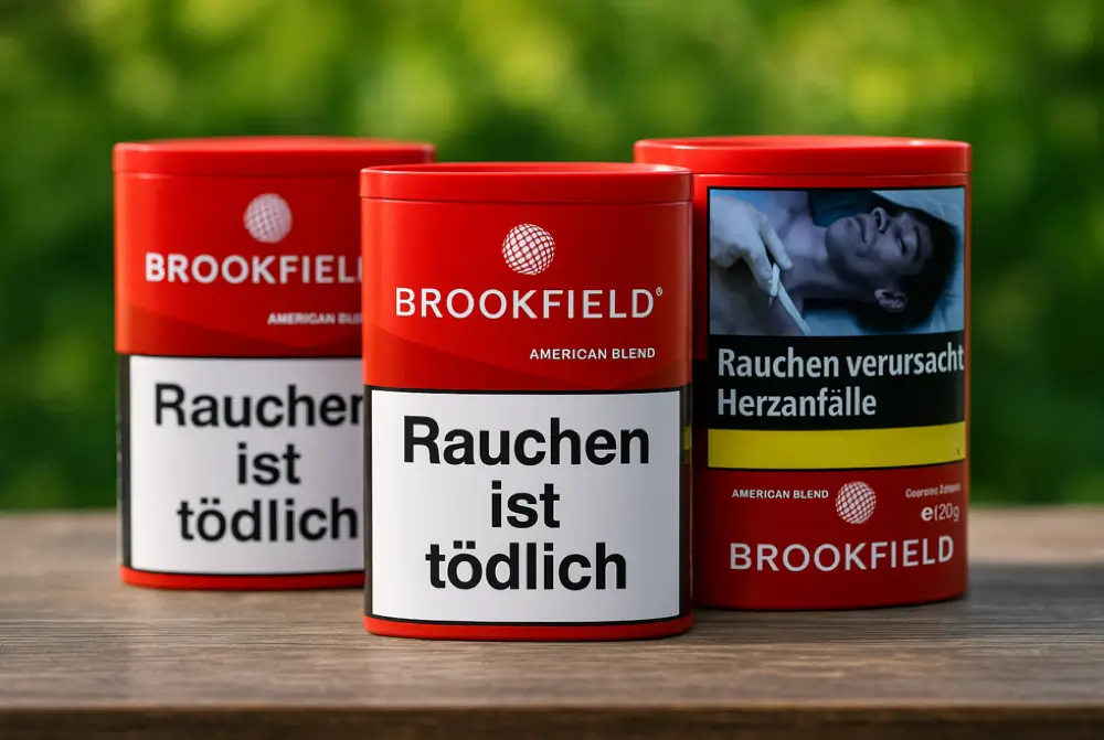 Drei verschiedene Größen Brookfield Tabak mit Wald im Hintergrund