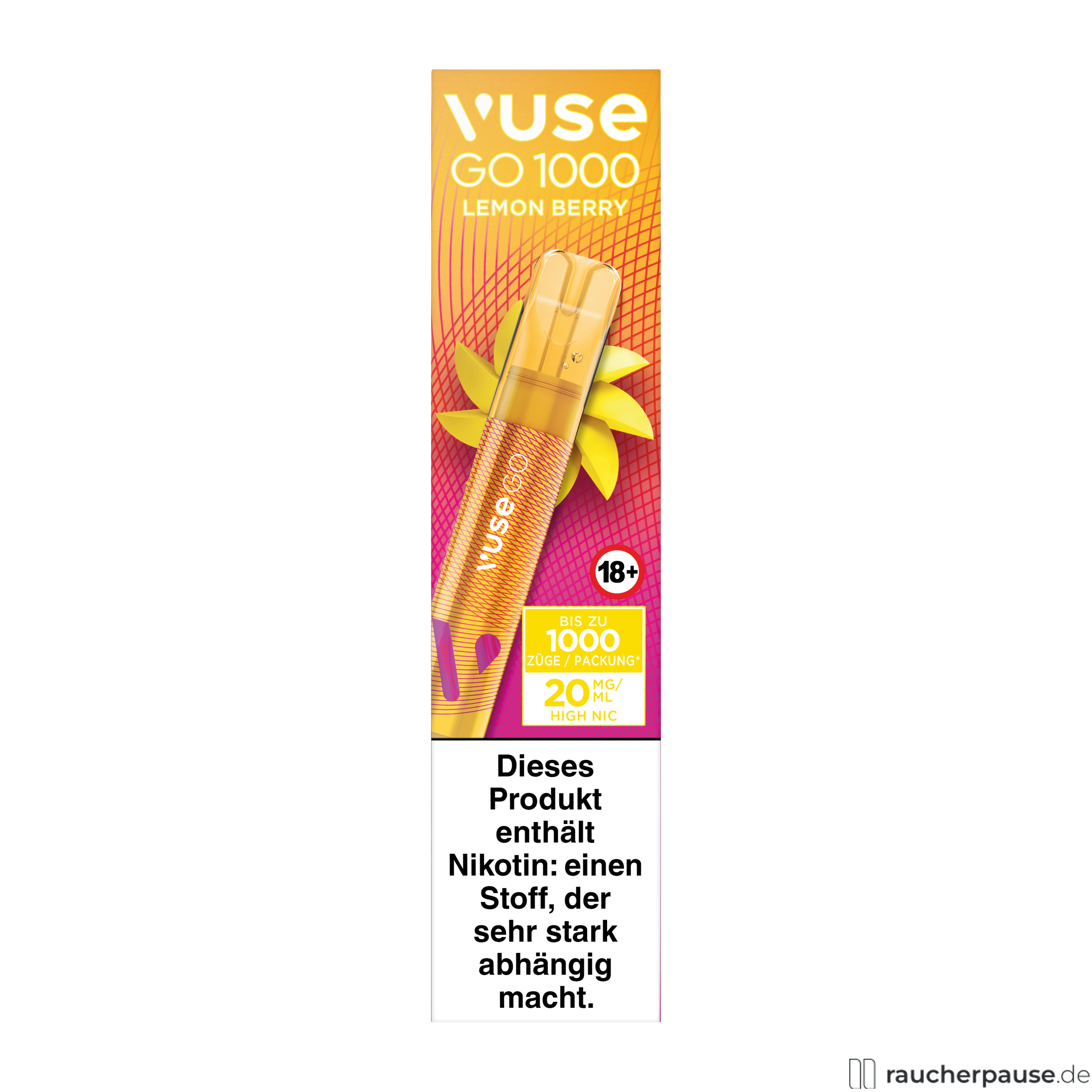 Vuse GO 1000 E-Shisha | Lemon Berry | 20 mg/ml Nikotin | Einweg | 1000 Züge