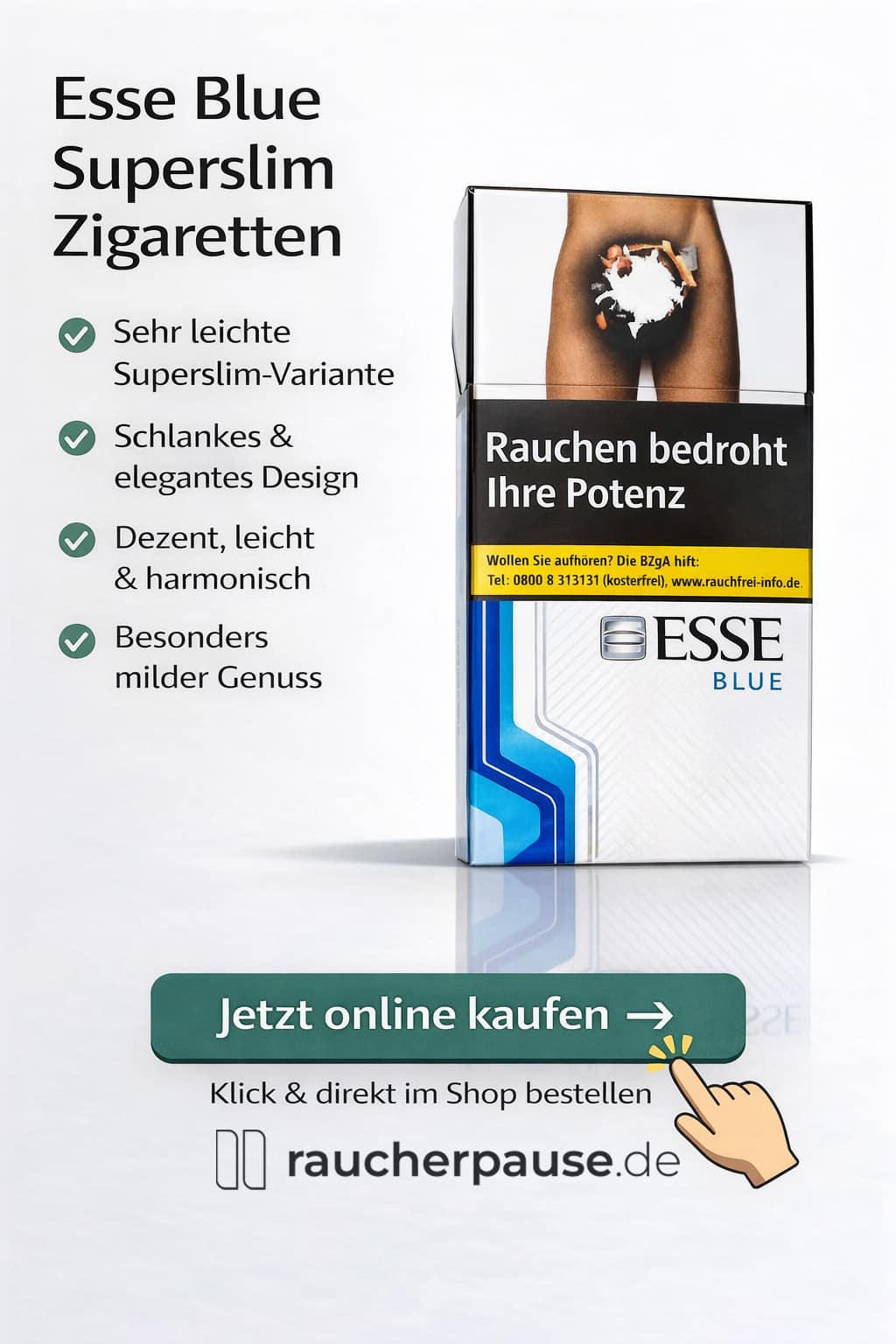 Esse Blue Superslim Zigaretten kaufen – leichte Superslim Zigaretten mit mildem Geschmack