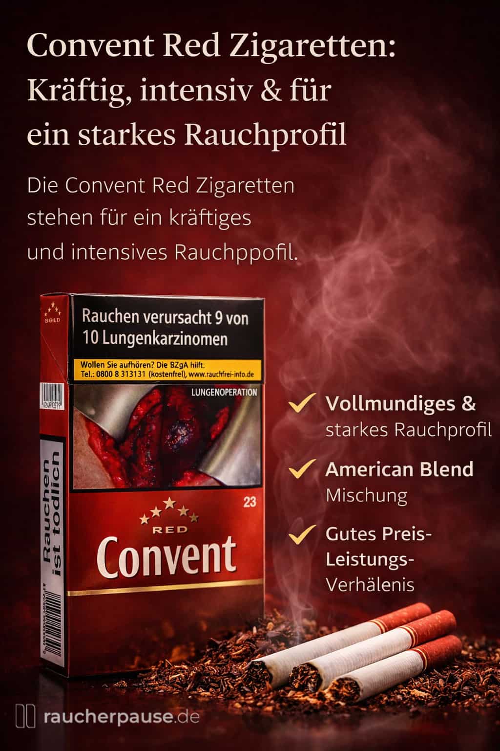 Convent Red Zigaretten kaufen – kräftiger American Blend mit intensivem Geschmack