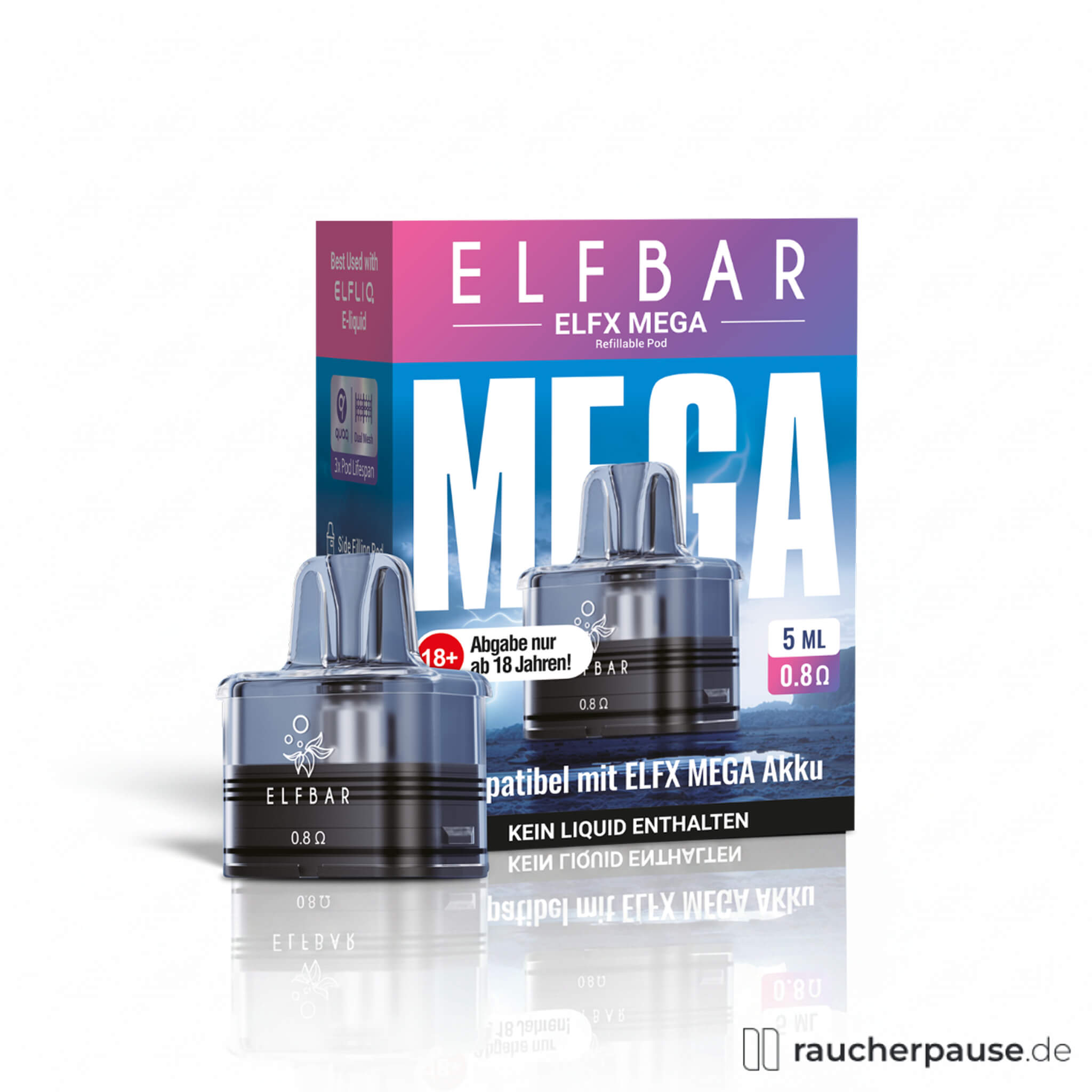 Elfbar ELFX Mega Pod 0,8 Ohm 5ml | MTL & RDL Elfbar ELFX Mega Pod 0,8 Ohm 5ml | MTL & RDL