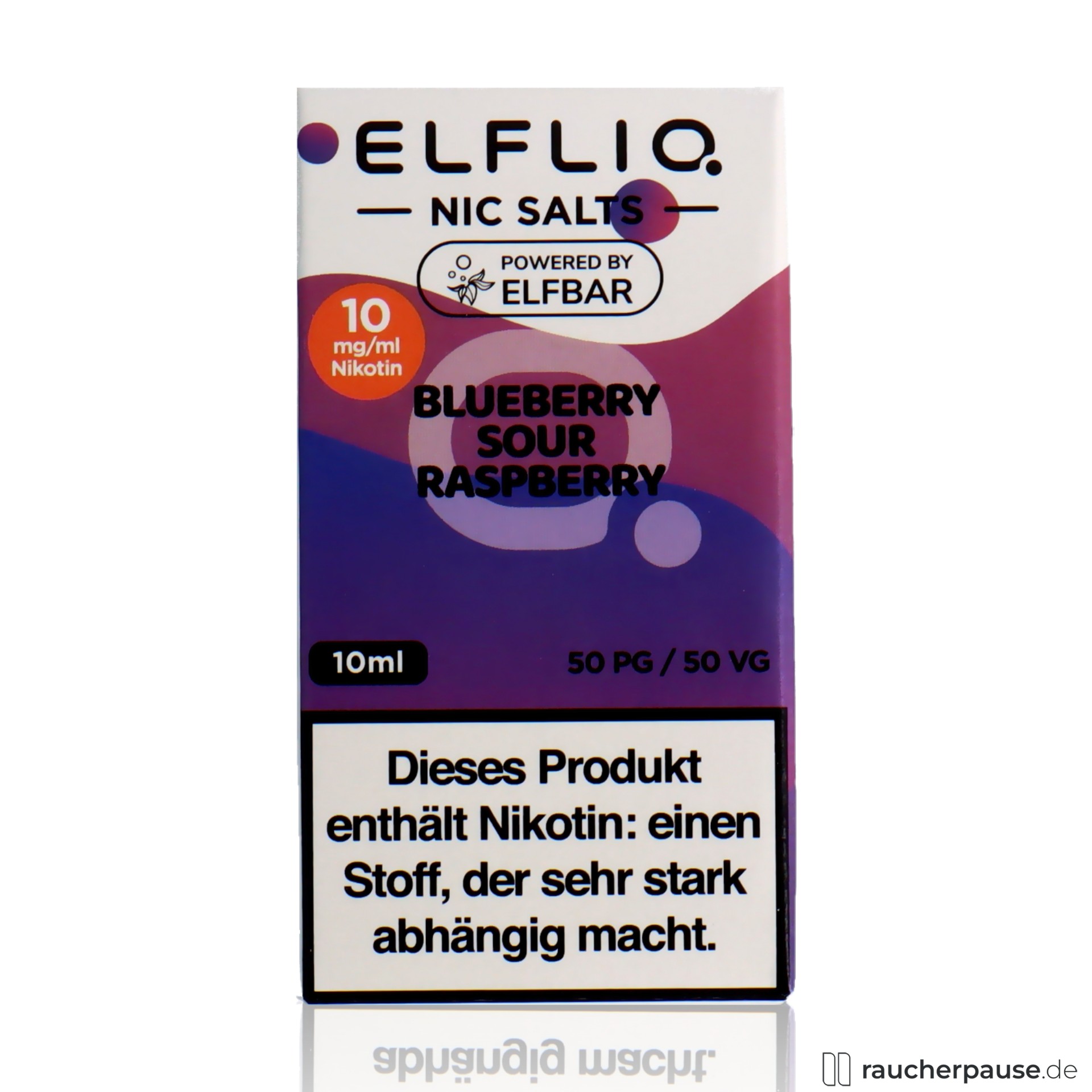 elfbar, elfliq by elf bar nikotinsalz liquid blueberry sour raspberry ml nikotin , packshot seitlich