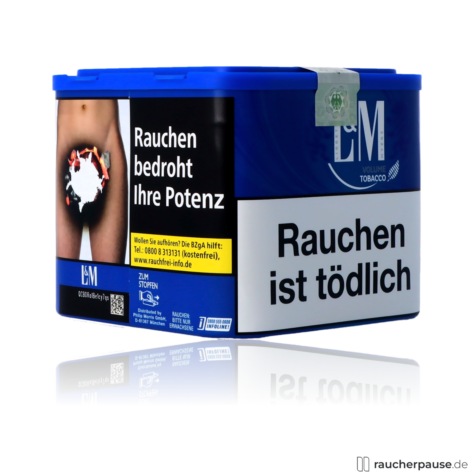 lm blue volumentabak 39g dose mild wuerzig virginia orient burley , packshot vorderseite