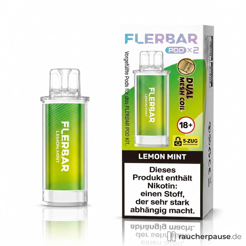Flerbar Lemon Mint Prefilled Pods | 2 Stück | 20 mg/ml Nikotin
