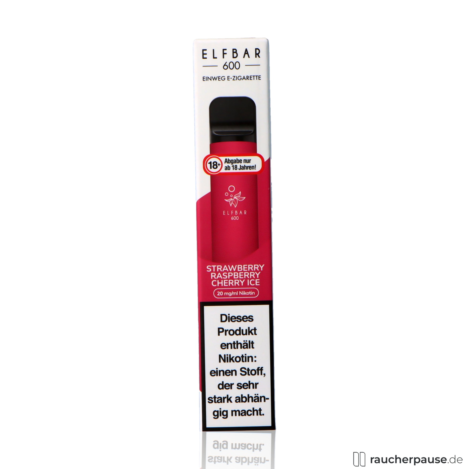 Elf Bar 600 Strawberry Raspberry Cherry Ice | Einweg E-Zigarette | 20mg/ml Nikotin |Himbeere & Kirsche elfbar, elf bar strawberry raspberry cherry ice einweg e zigarette ml nikotin himbeere kirsche, packshot vorderseite