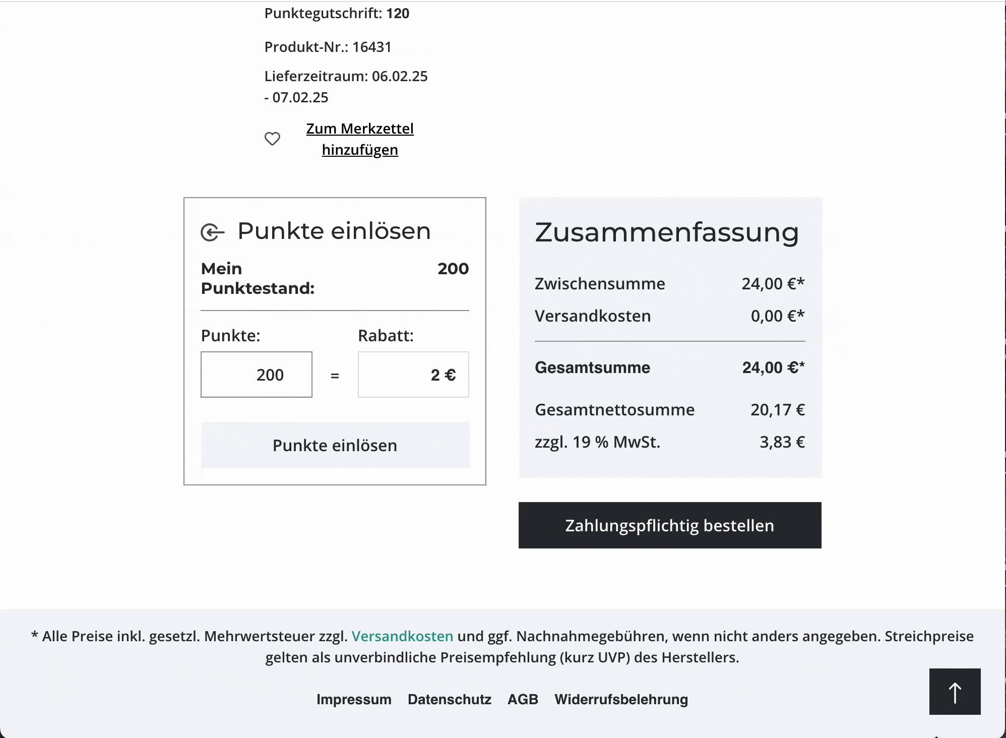 Bonusprogramm Übersicht der raucherpause GmbH: Punkte verdienen und einlösen für treue Kunden., packshot vorderseite