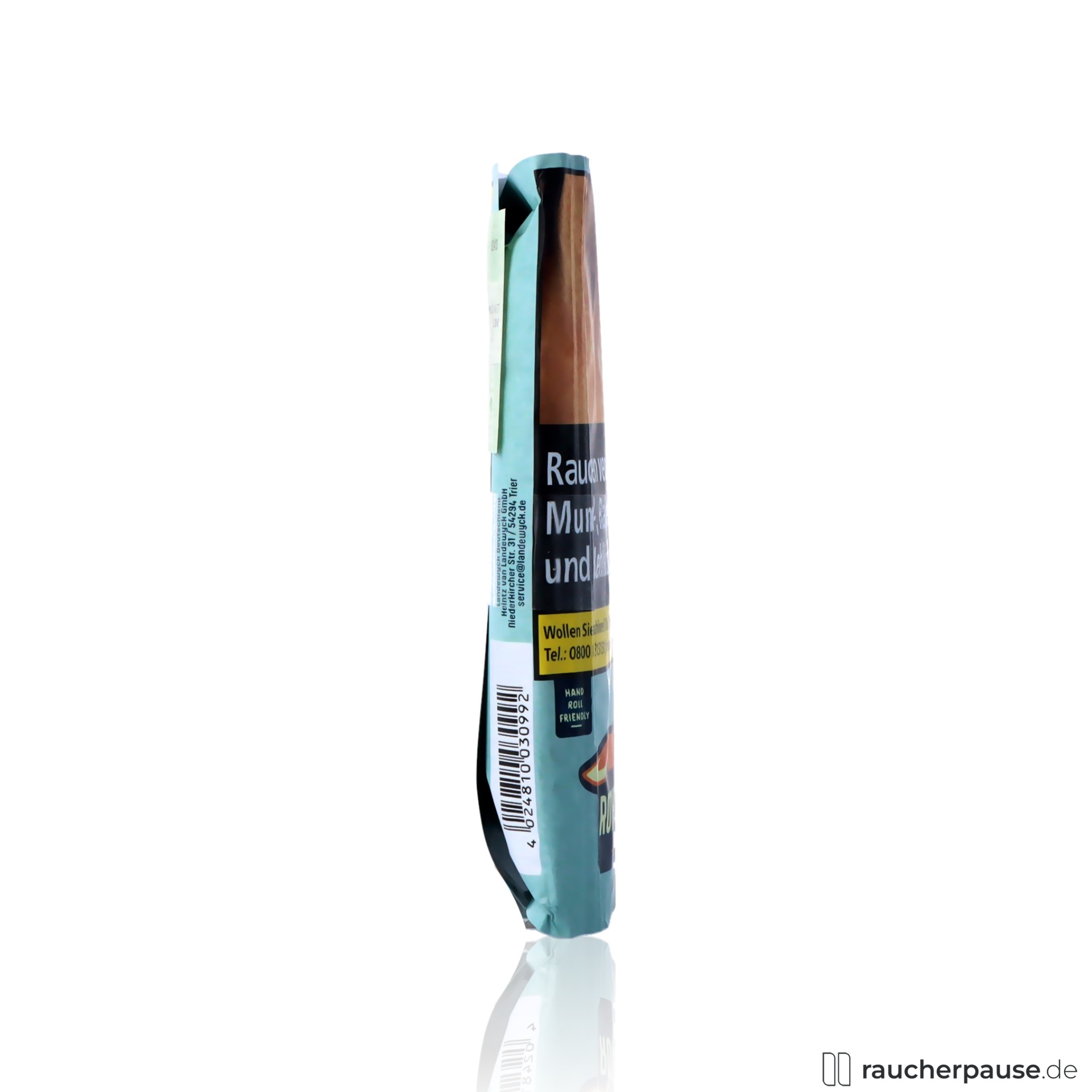 rothfuchs blau feinschnitt drehtabak 30g handentrippt ausgewogen , packshot hinterseite