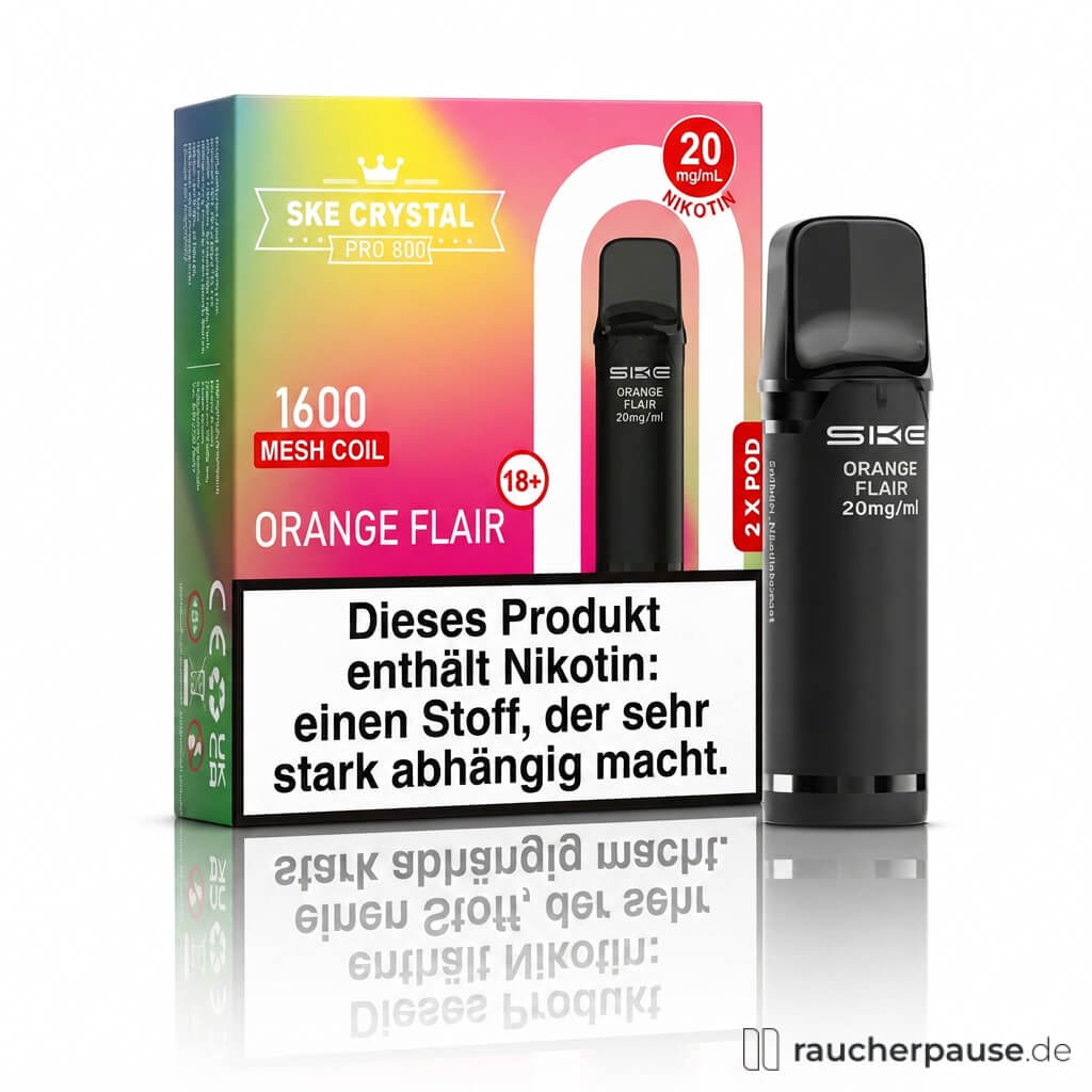 SKE Crystal 800 Pro Orange Flair Prefilled Pods | 2 Stück | 20 mg/ml Nikotin