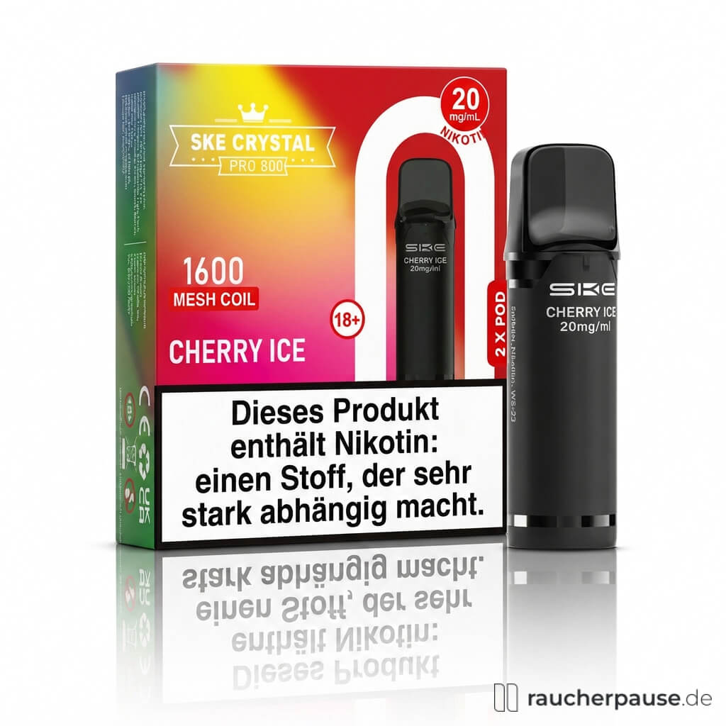 SKE Crystal 800 Pro Cherry Ice Prefilled Pods | 2 Stück | 20 mg/ml Nikotin
