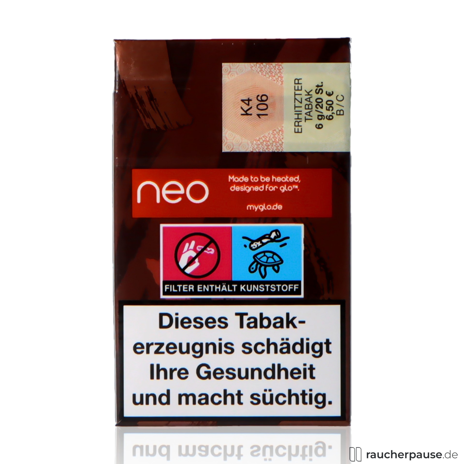 Neo Rich Tobacco für GLO | 20 Stück | Intensiver Tabakgeschmack neo, neo rich tobacco fuer glo stueck intensiver tabakgeschmack , packshot hinterseite