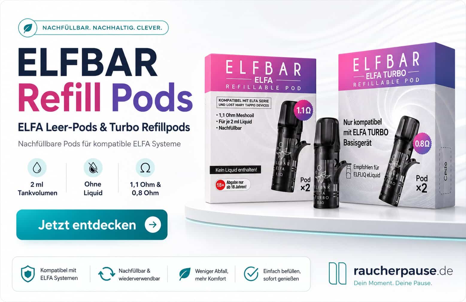ELFBAR Refill Pods kaufen – ELFA Leer-Pods und ELFA Turbo Refillpods ohne Liquid