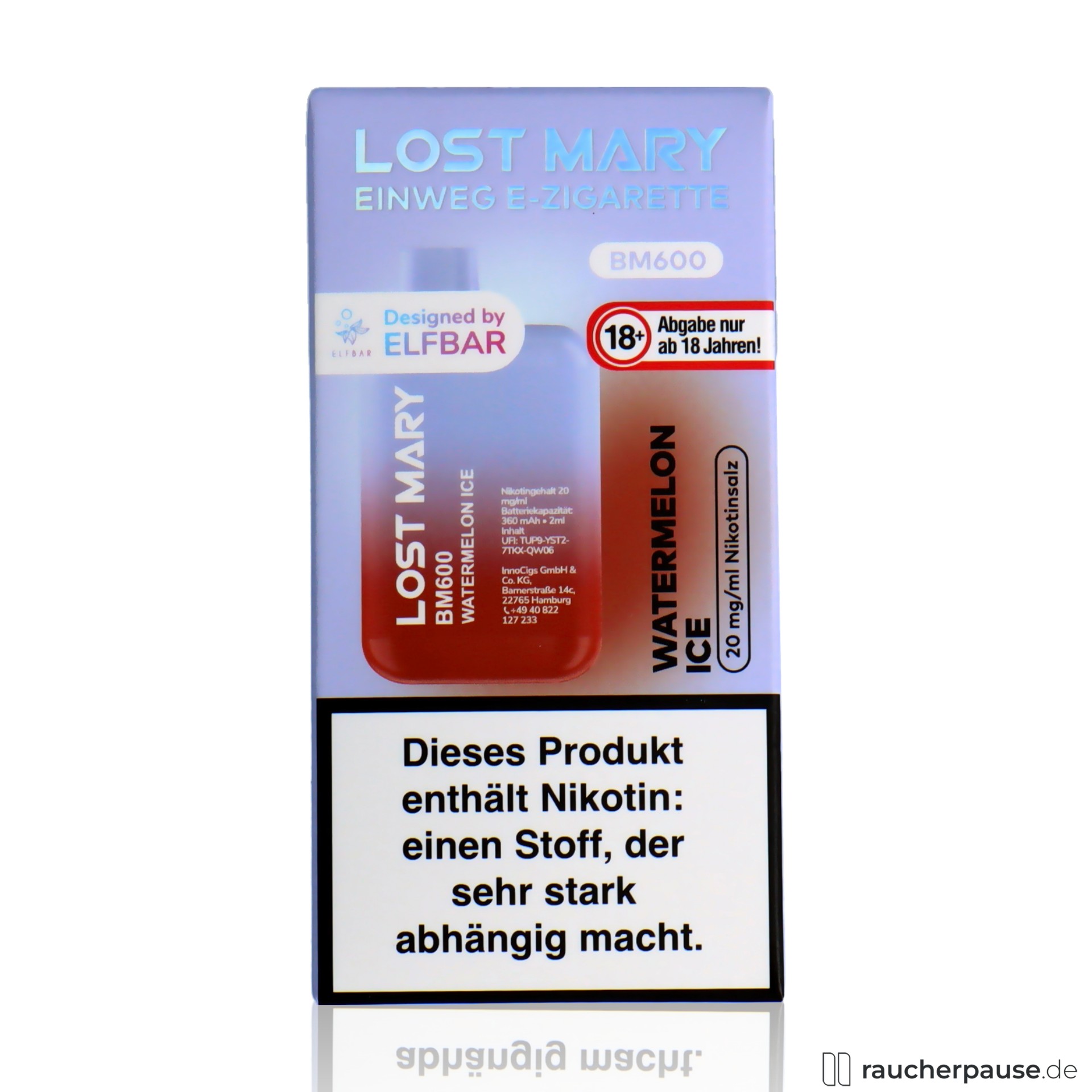 Lost Mary BM600 Einweg E-Zigarette | Watermelon Ice | 20 mg/ml Nikotin | 600 Züge