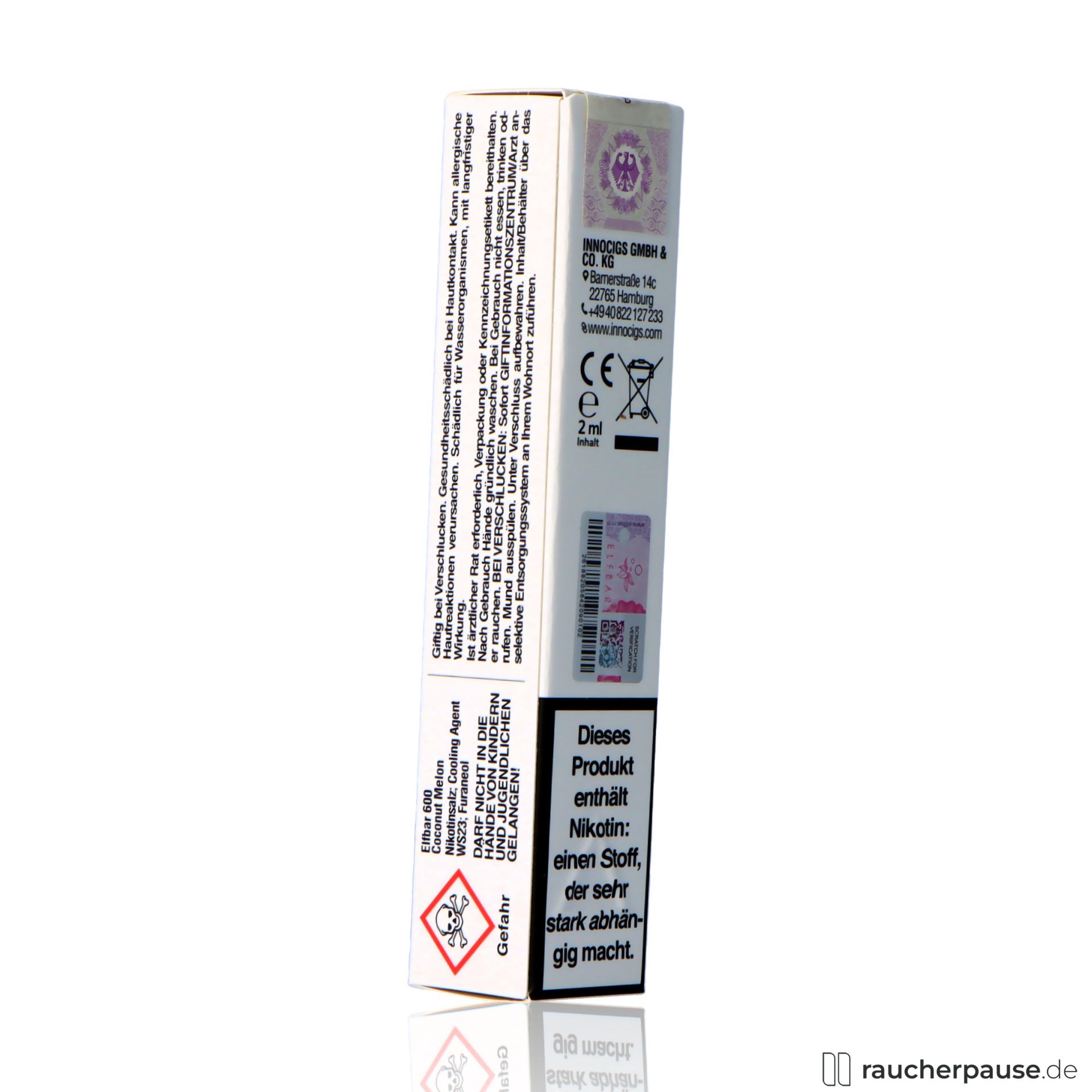 elfbar, elfbar e shisha coconut melon ml nikotin einweg e zigarette kokosnuss melone, packshot vorderseite