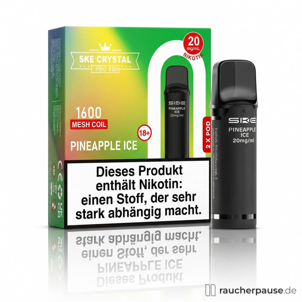SKE Crystal 800 Pro Pineapple Ice Prefilled Pods | 2 Stück | 20 mg/ml Nikotin