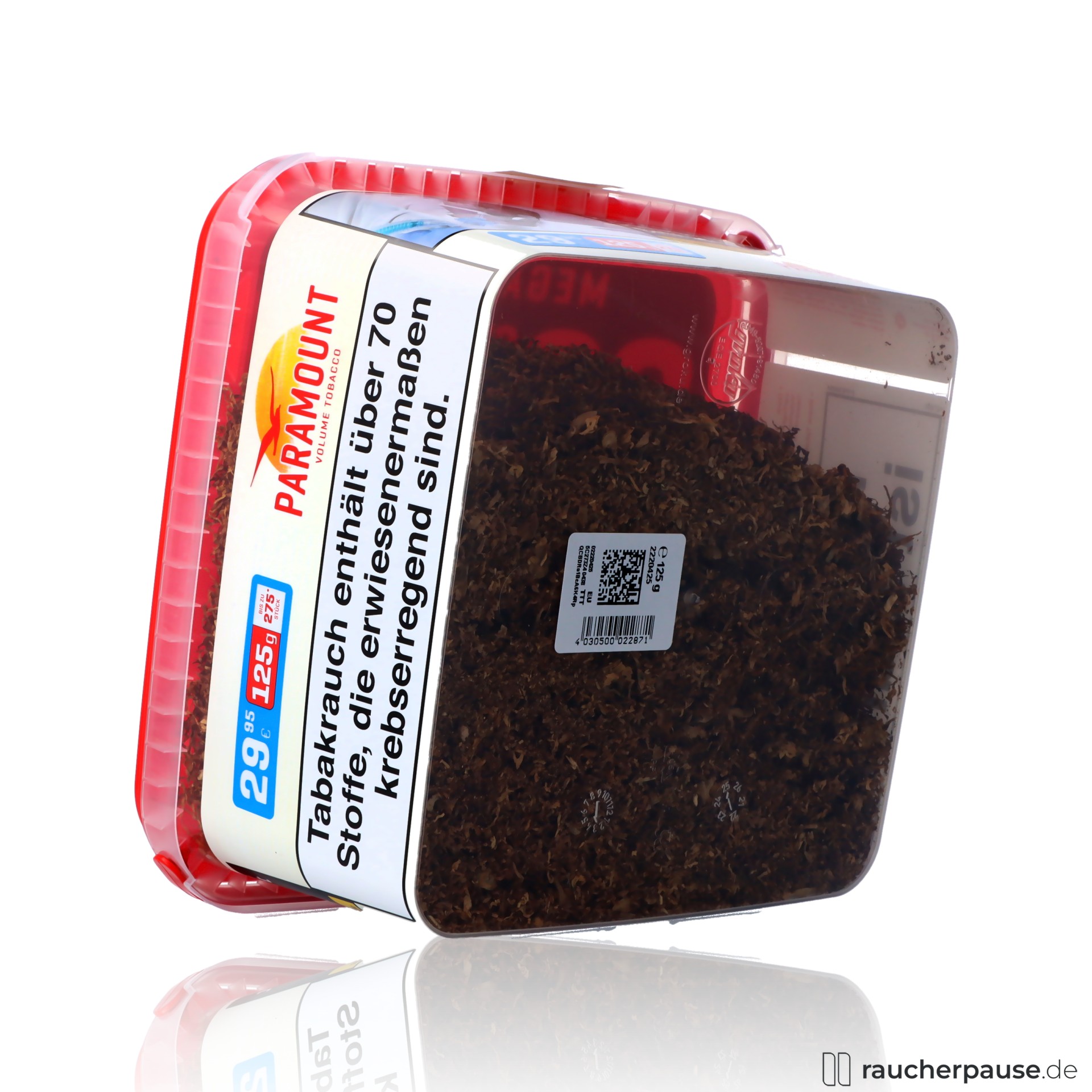 paramount volumentabak mega box american blend vollwuerzig aroma , packshot hinterseite