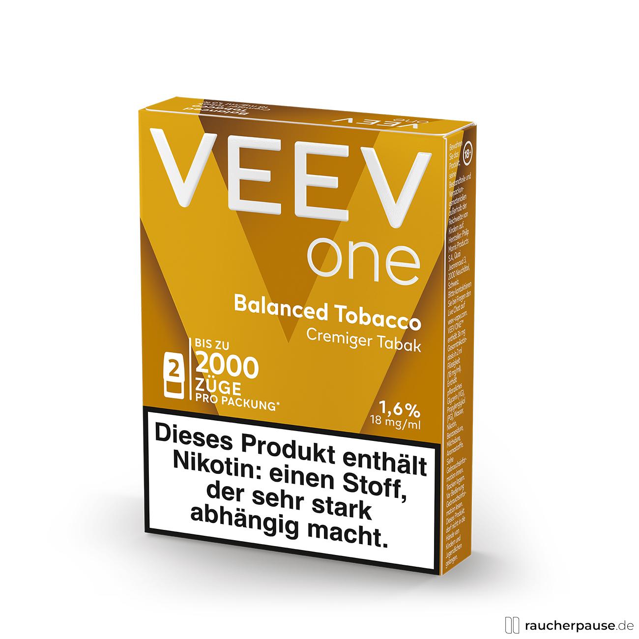 veev, pack left balancedtobacco , packshot vorderseite