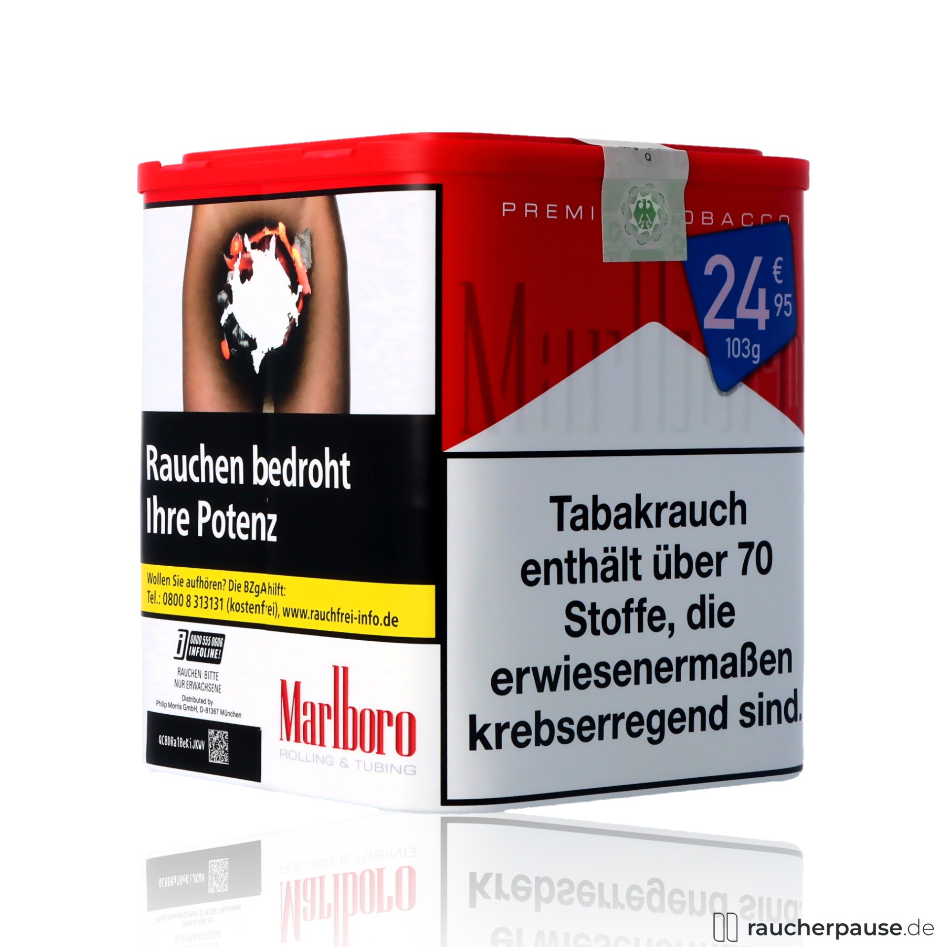 marlboro premium red l tabak dose american blend stark wuerzig , packshot seitlich