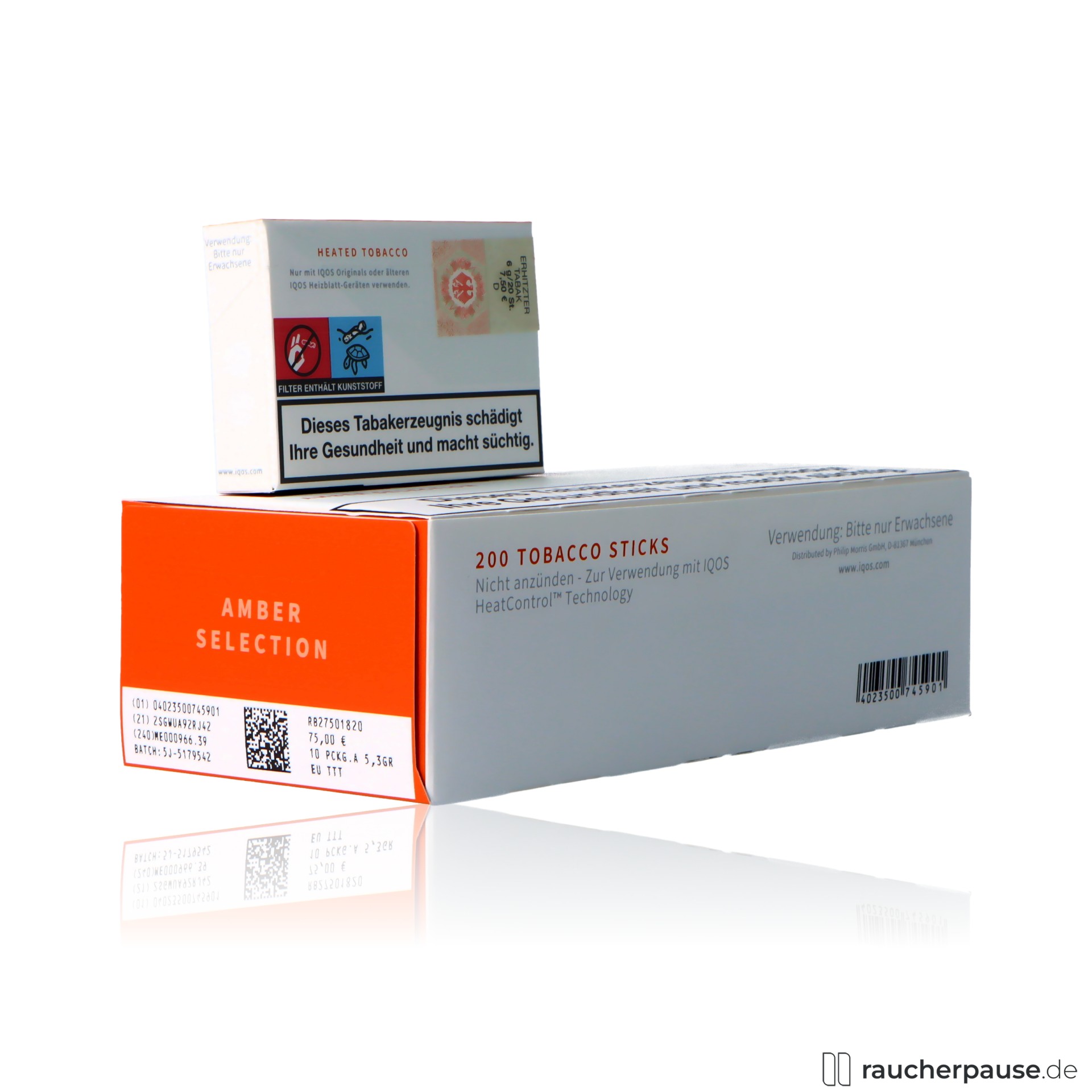 heets, heets amber selection tabak sticks stueck vollmundiger geschmack fuer iqos , packshot seitlich