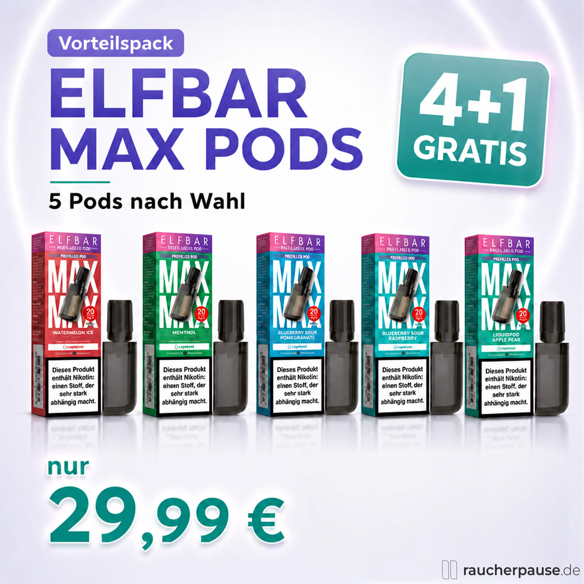 💥AKTION💥 4 + 1 Gratis Elfbar MAX Pods Angebot