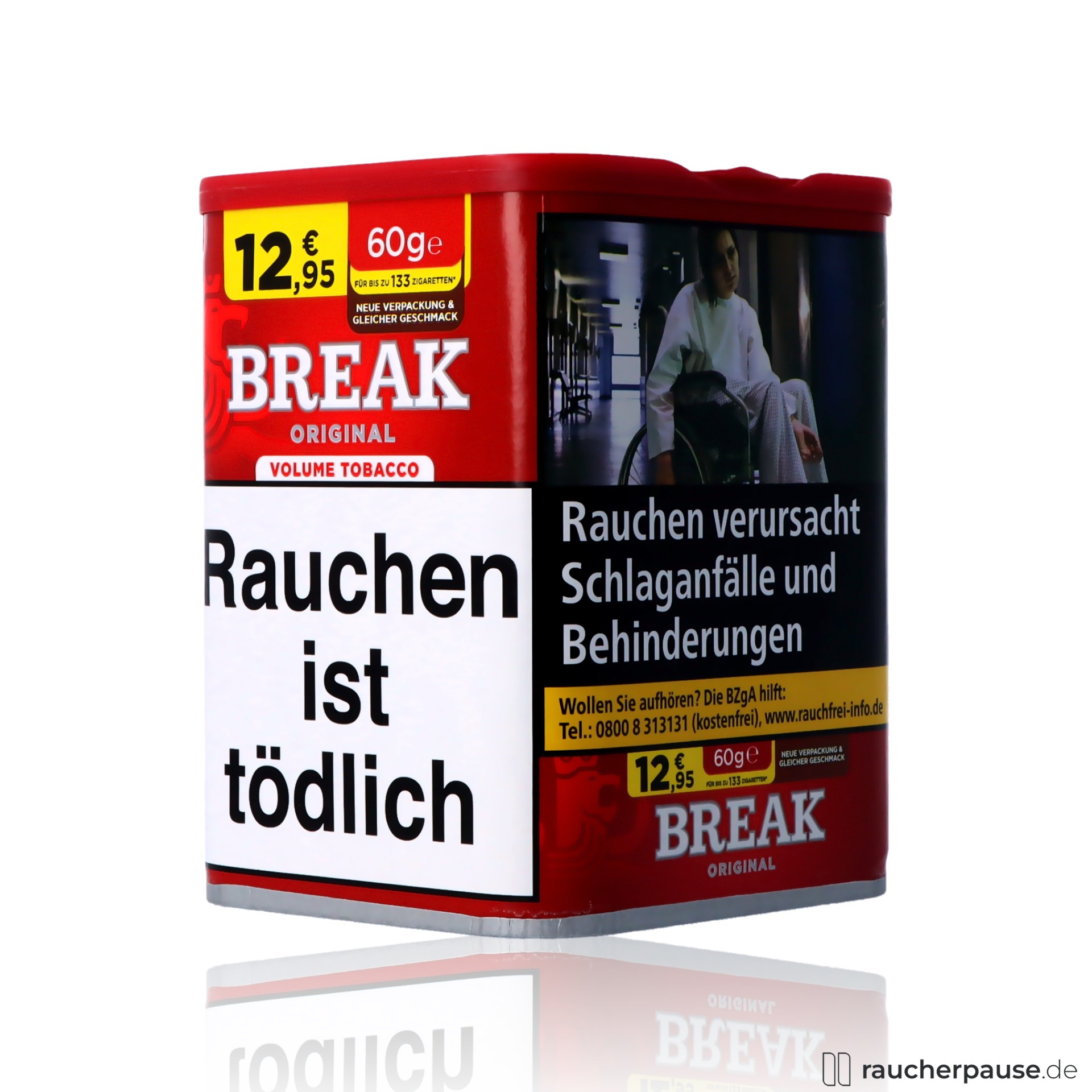 break original rot l tabak 60g dose wuerzig stark ohne zusaetze , packshot vorderseite