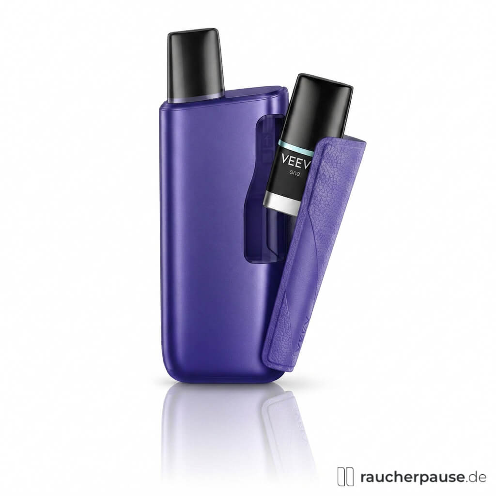 Das VEEV ONE PLUS Starlit Purple Basisgerät in eleganter, lila Verpackung mit rechteckiger Form und VEEV-Logo auf der Schachtel.