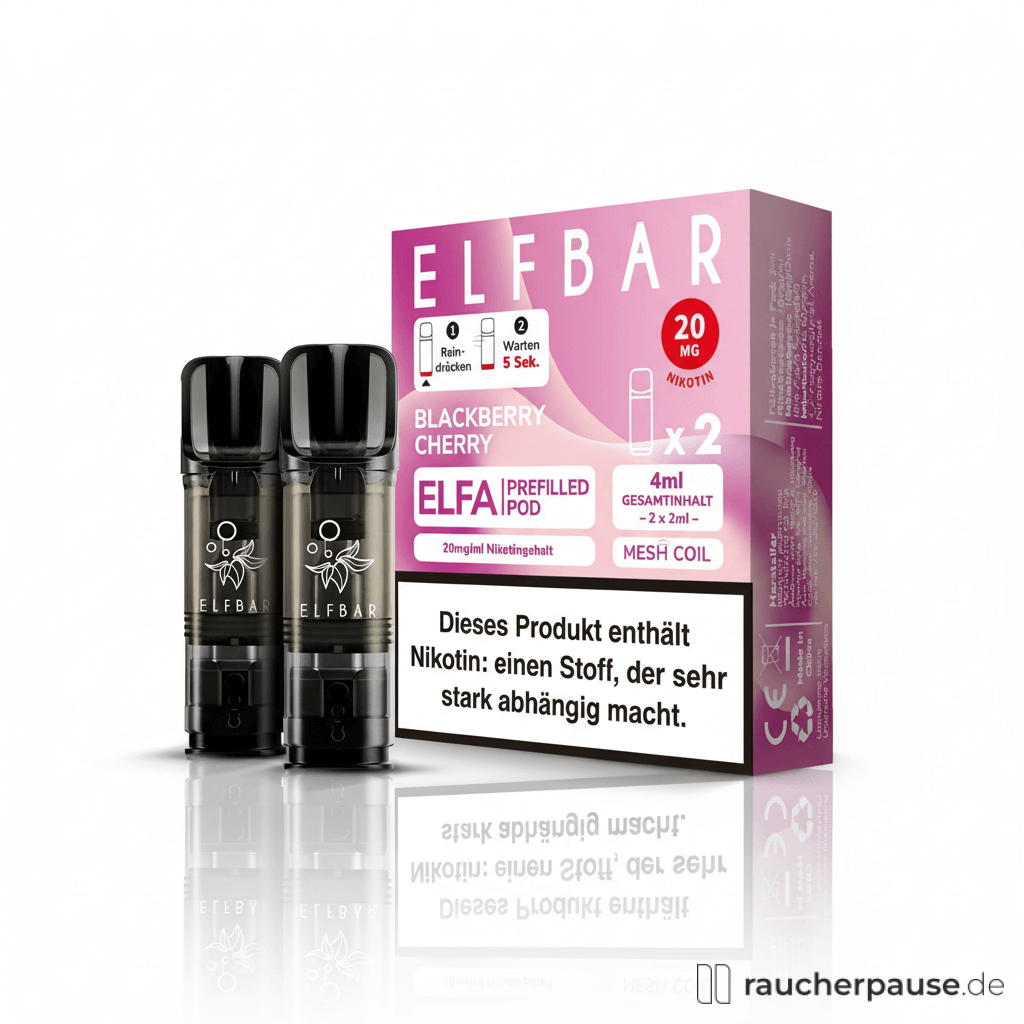 ELFBAR ELFA Blackberry Cherry Pods für E-Zigarette | 2er Pack | 20mg Nikotinsalz | Brombeere & Kirsche Geschmack