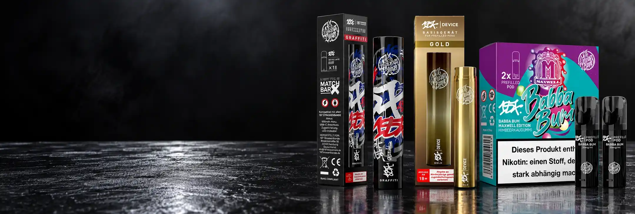 187 Strassenbande Vape Geräte und Pods aus dem aktuellen Sortiment