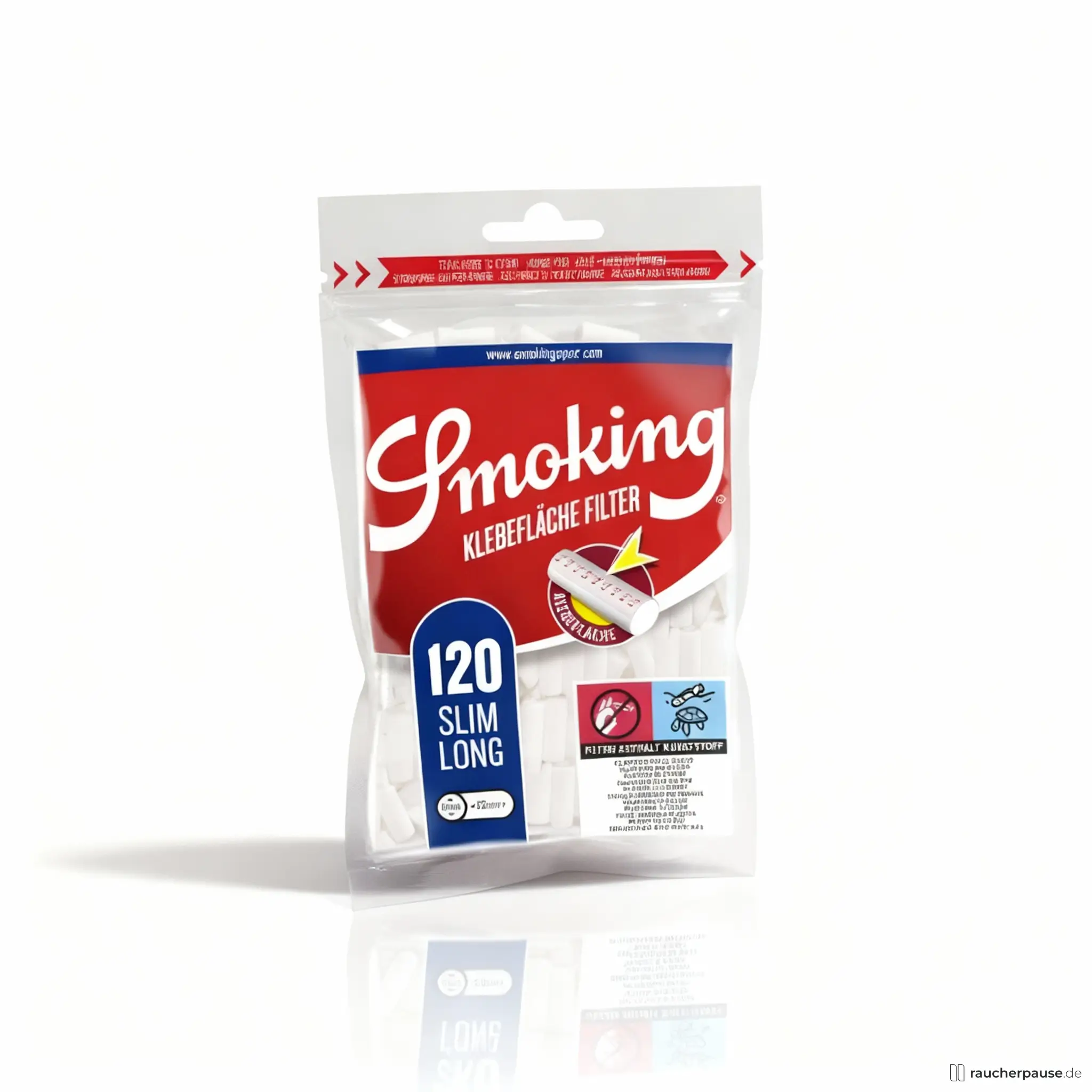 Smoking Slim Long Filter mit Klebefläche | 120 Stück | 6 x 22 mm