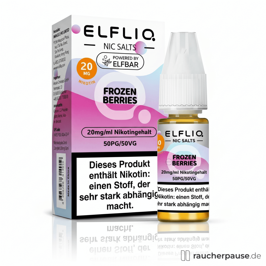 Elfliq Frozen Berries Nikotinsalz Liquid 20 mg/ml in 10 ml Flasche mit intensivem Beeren-Geschmack für Pod E-Zigaretten wie Elfbar, Elfa & MTL Pods.