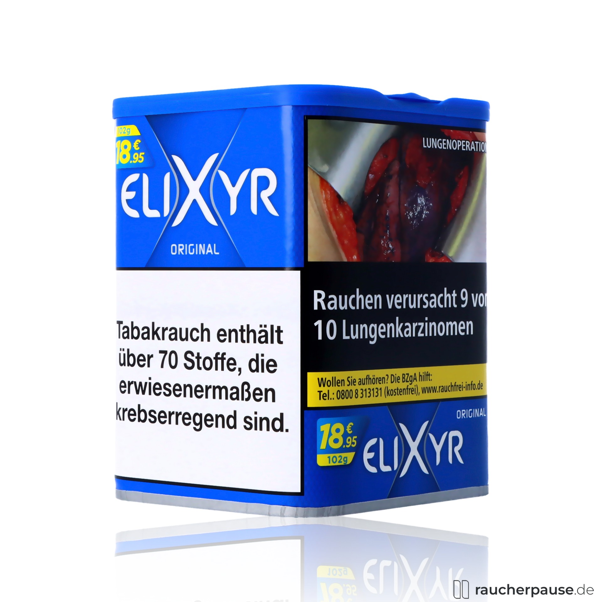 elixyr blue tabak dose american blend ohne zusaetze milder genuss , packshot vorderseite