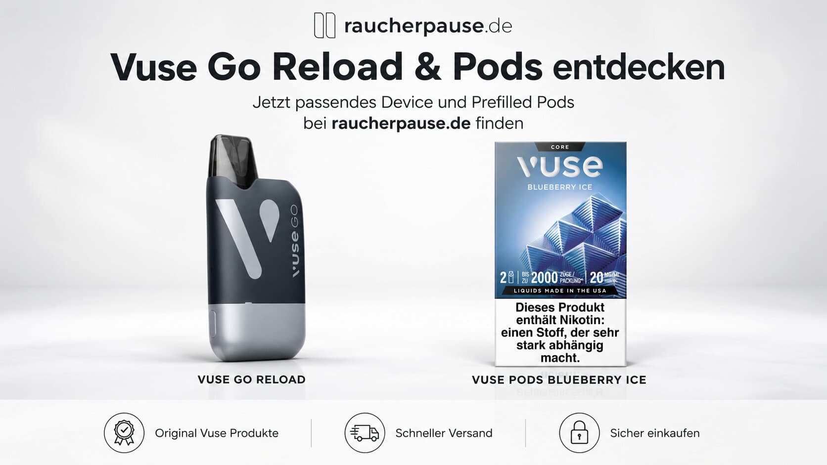 Vuse Go Reload kaufen – wiederaufladbare Vuse Mehrweg Vape mit Pods
