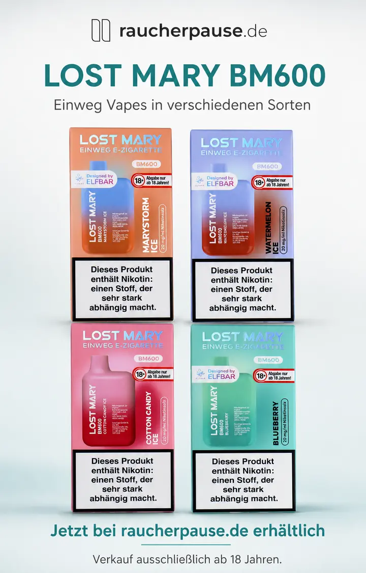 Lost Mary BM600 Einweg Vapes in verschiedenen Sorten bei raucherpause.de