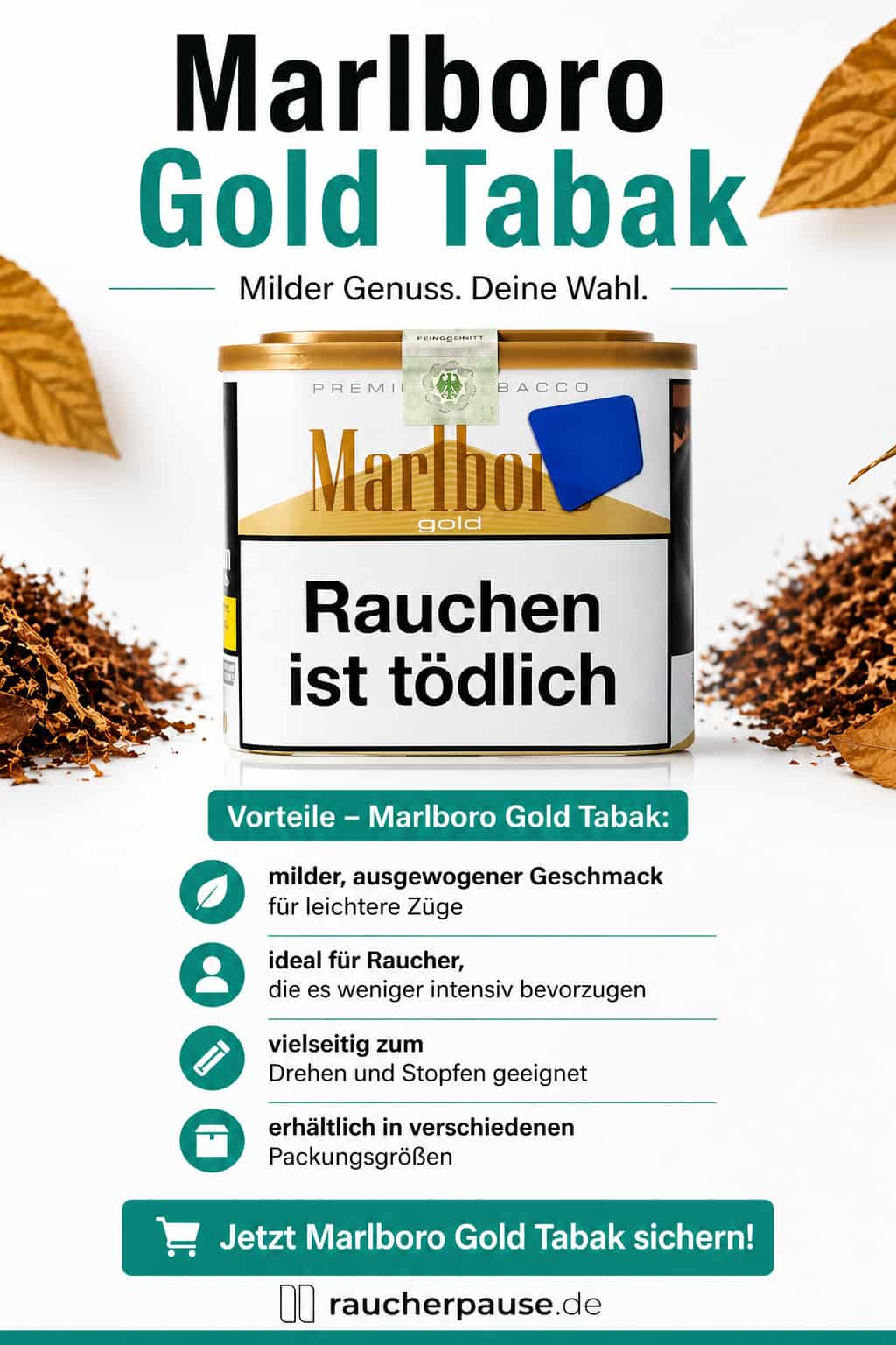 Marlboro Gold Tabak kaufen – milder und ausgewogener Tabak für leichten Genuss