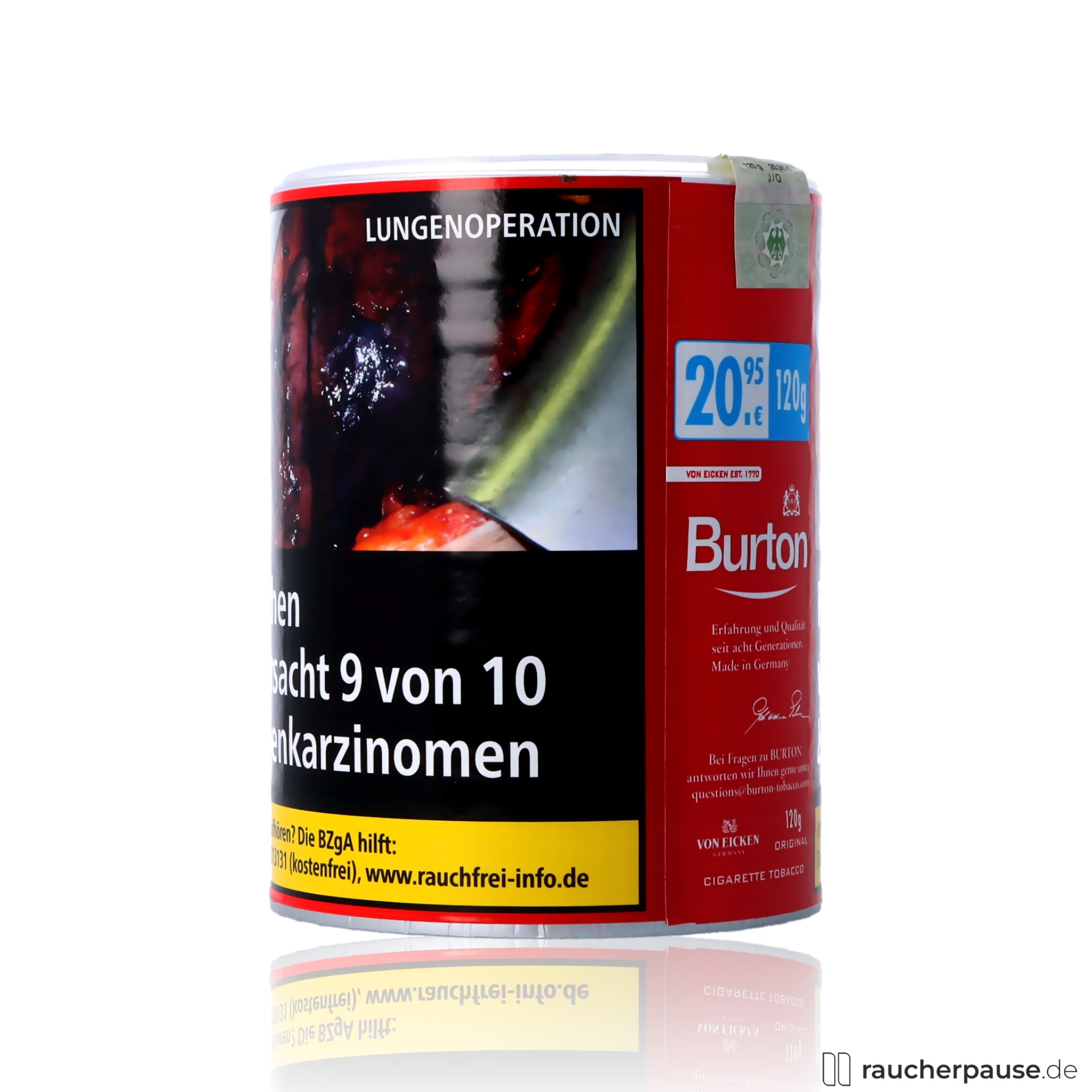 burton original red tabak feinschnitt dose wuerziges aroma , packshot vorderseite