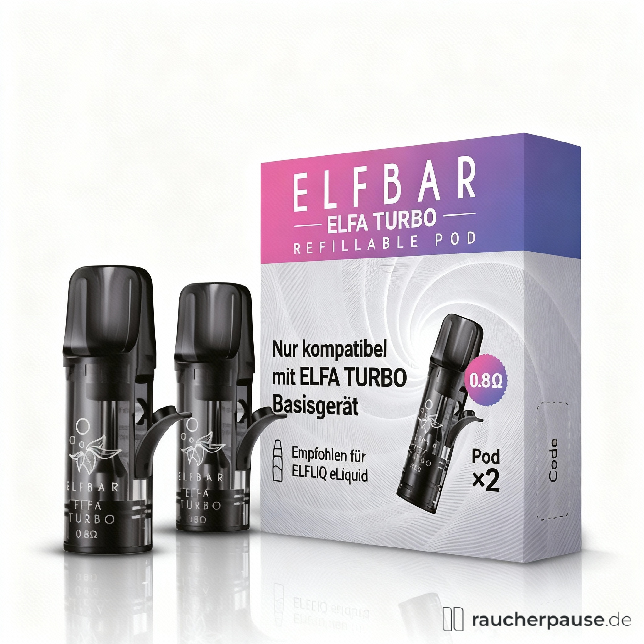 Elf Bar Elfa Turbo Refillpods 0.8 Ohm | 2er Pack | Kompatibel mit Elfa Turbo & Master