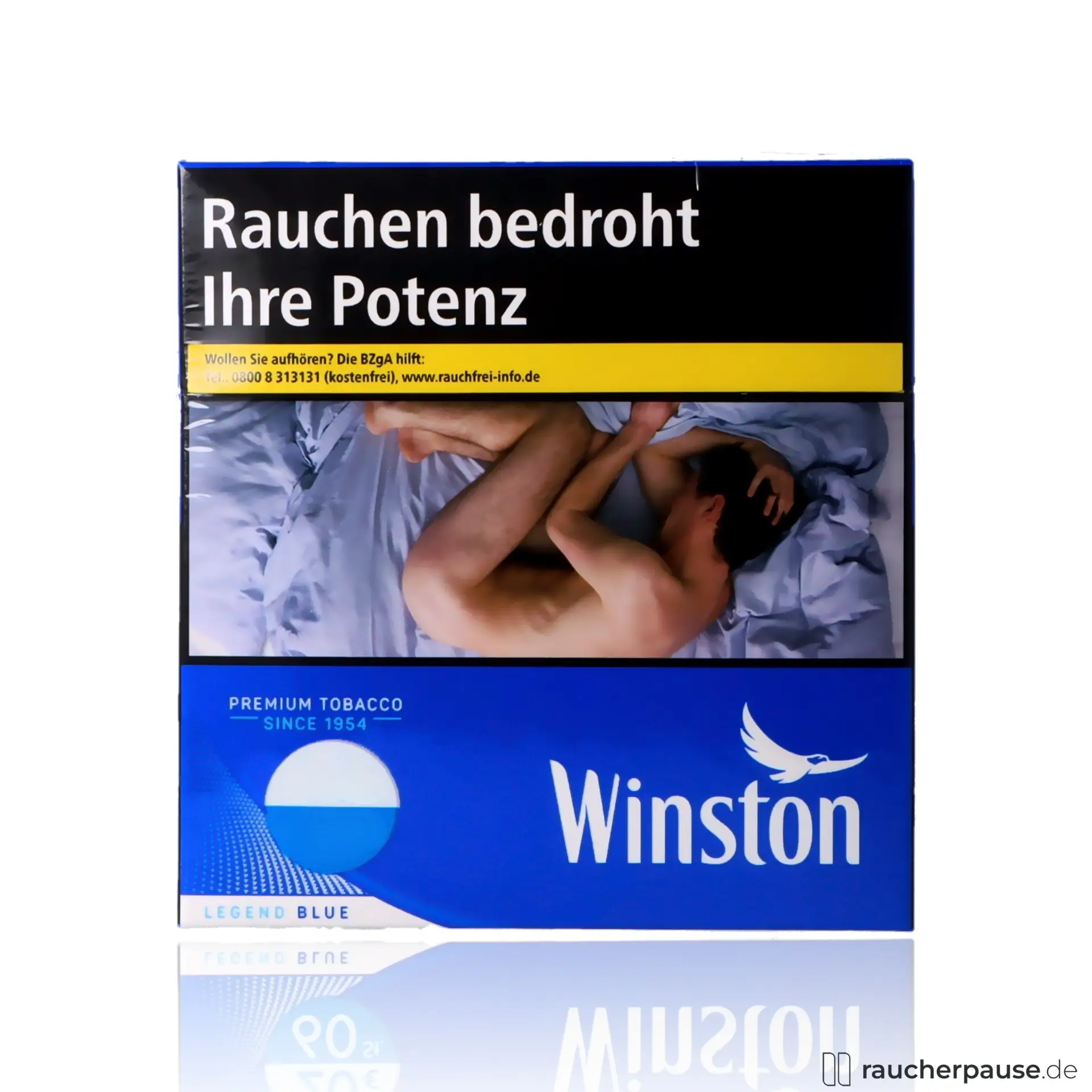 Winston Blue 6XL Zigaretten, 58 Stück pro Packung, mit mild-würzigem American Blend und charakteristischem weißen Filter.