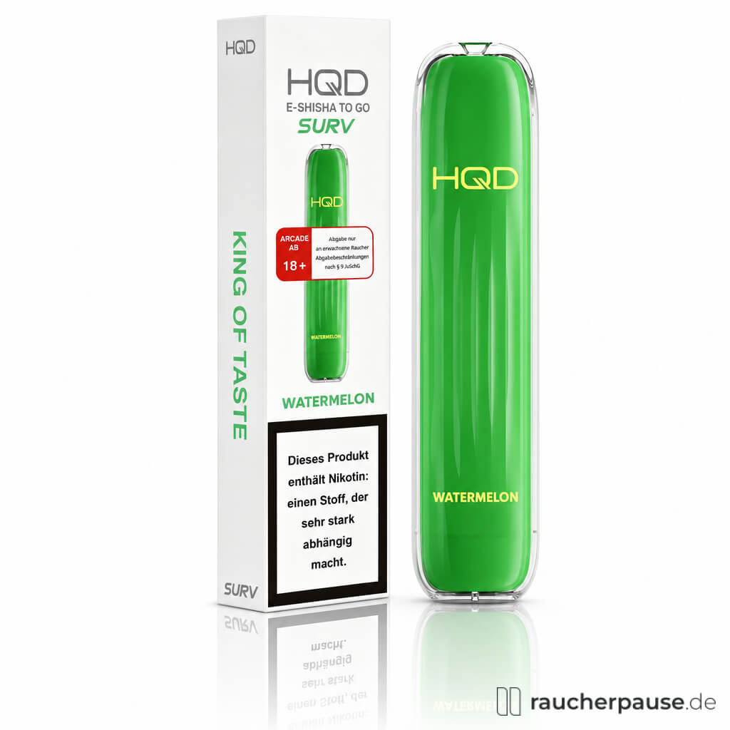 HQD Surv Einweg Vape Wassermelone | 600 Züge | 2 ml Nikotinsalz 18 mg/ml | Automatischer Zugmechanismus