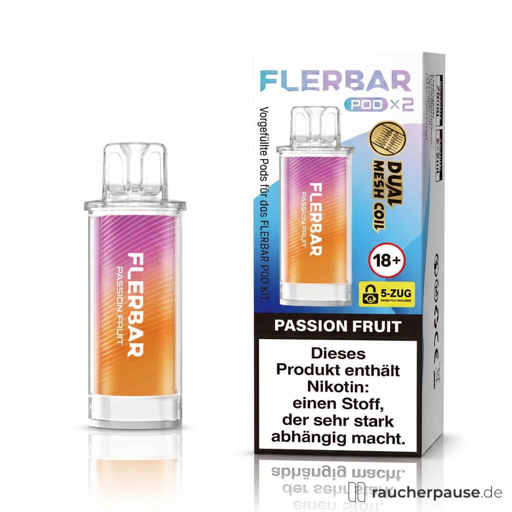 Flerbar Passion Fruit Prefilled Pods | 2 Stück | 20 mg/ml Nikotin