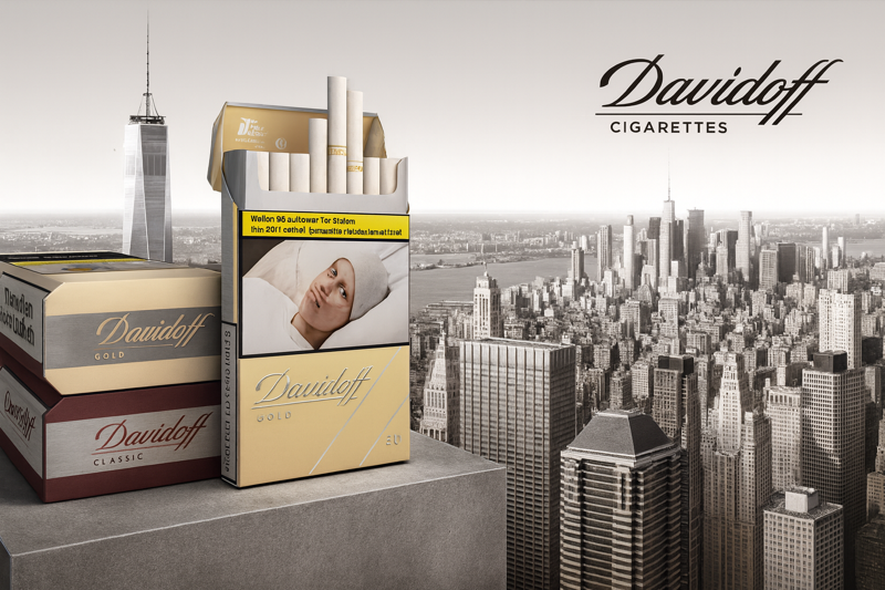 Davidoff Zigaretten mit New York Skyline im Hintergrund
