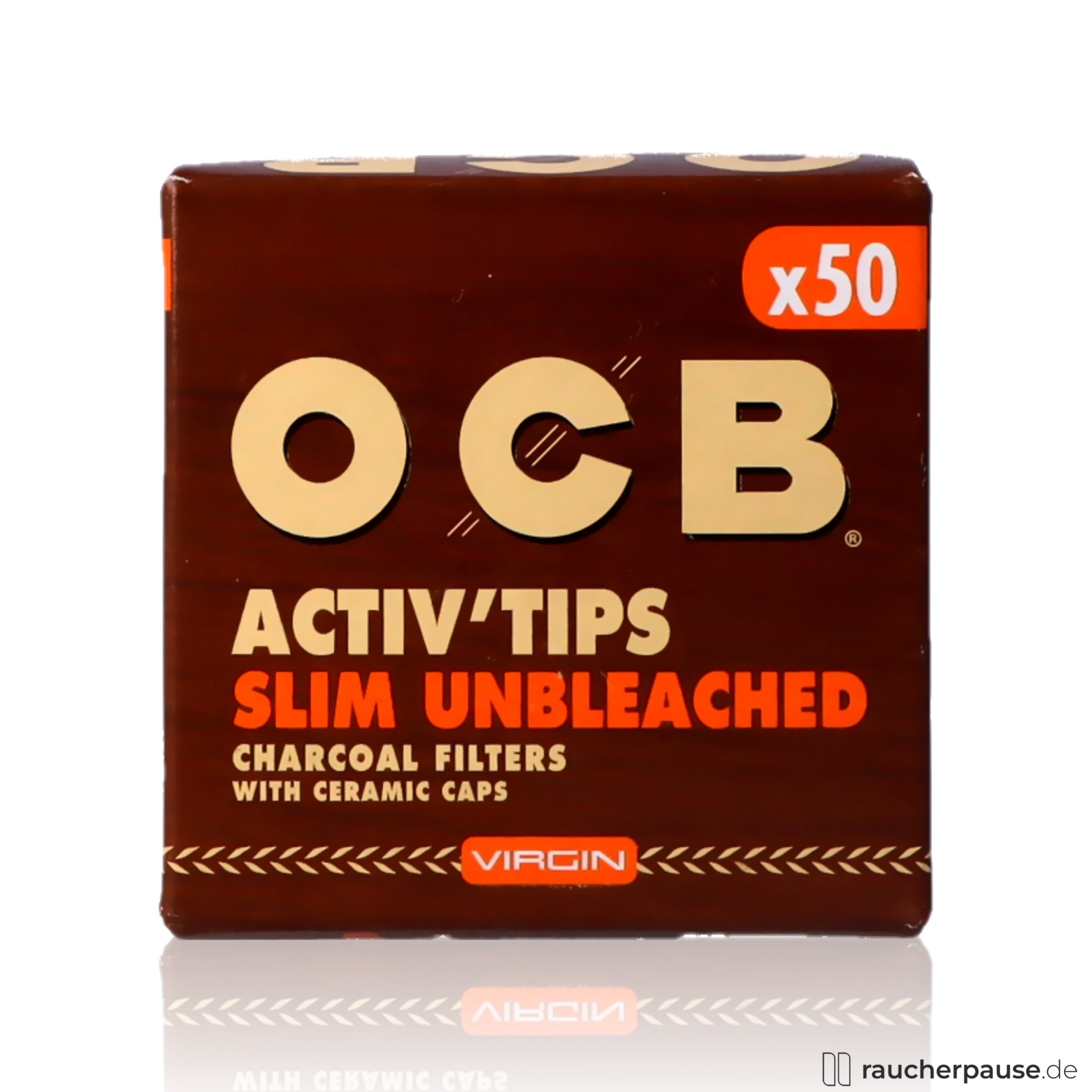 OCB Activ Tips SLIM | Ungebleichte Aktivkohlefilter Ø 7mm | 50 Stück