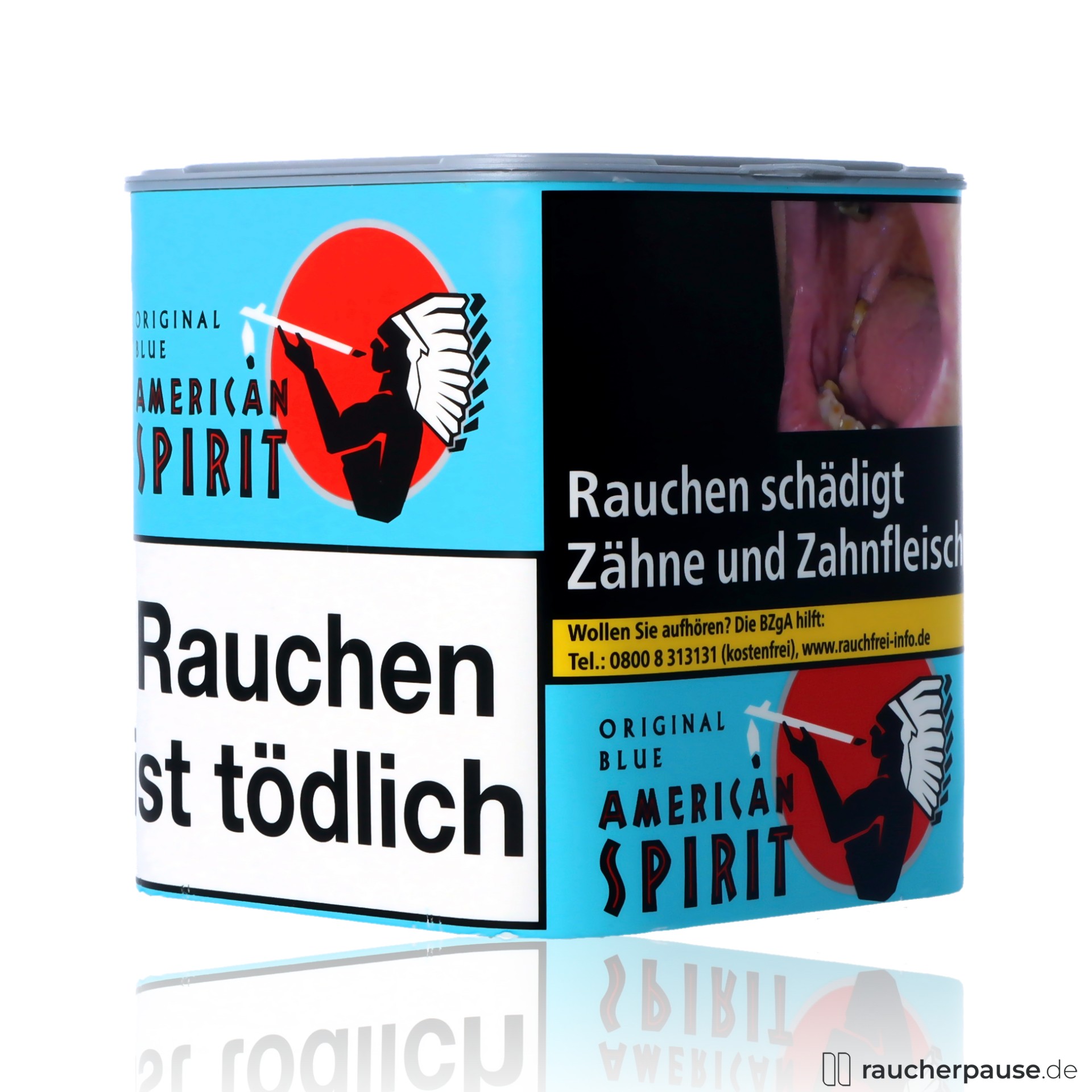 american spirit original blue tabak 80g dose ohne zusaetze feinschnitt , packshot vorderseite