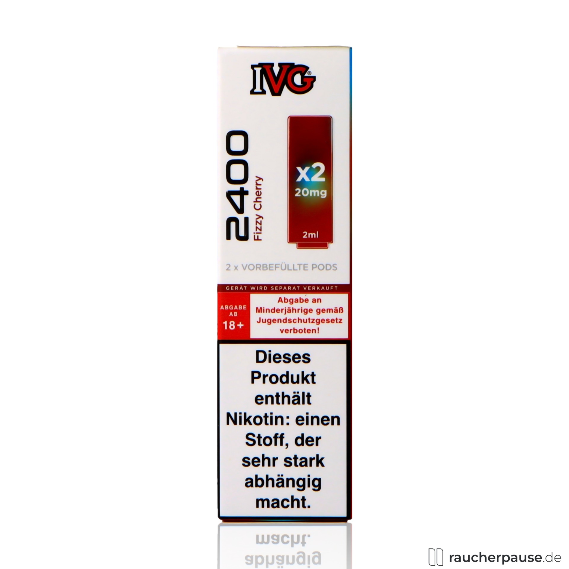 IVG 2400 Prefilled Pods Fizzy Cherry | 20 mg/ml Nikotin | 2x2ml | Spritzige Kirsche ivg, ivg prefilled pods fizzy cherry ml nikotin spritzige kirsche , packshot vorderseite