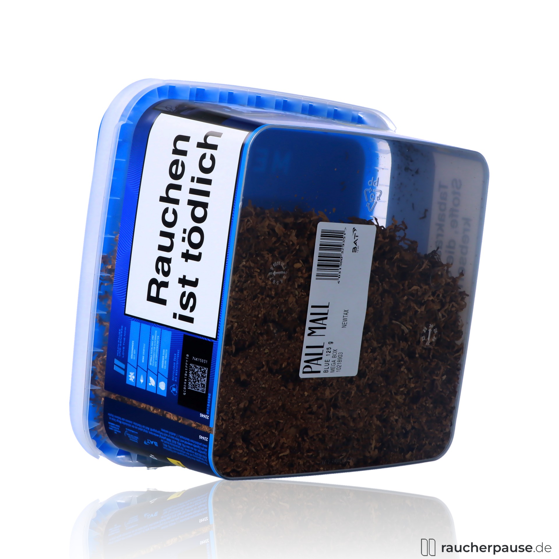 pall mall blau volumentabak eimer american blend zigaretten , packshot seitlich