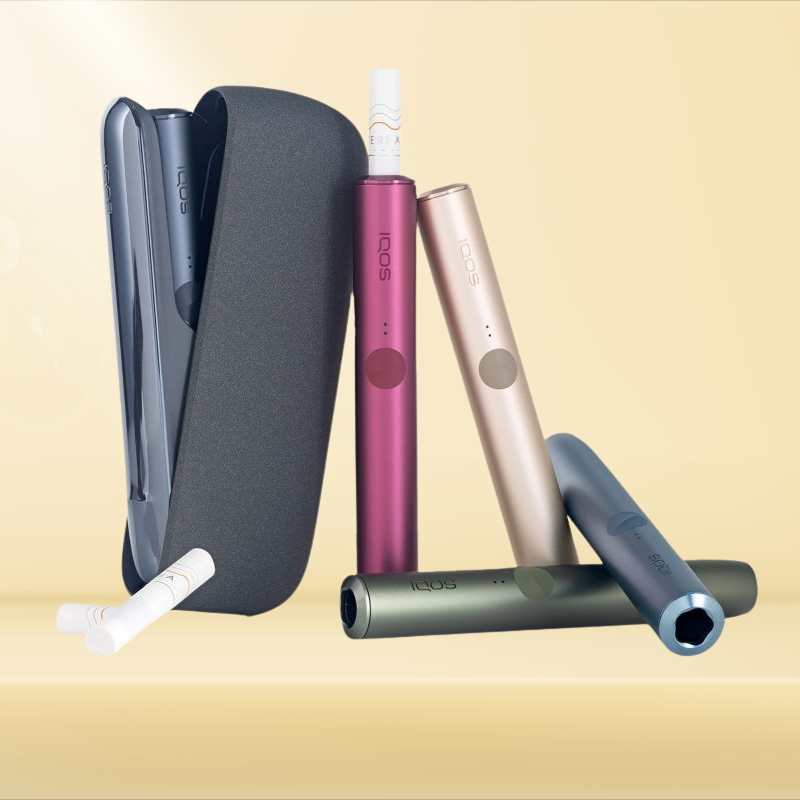 IQOS ILUMA Holder-Case und die 5 verschiedenen Farben: Pink, Beige, Blau, Schwarz und Grün