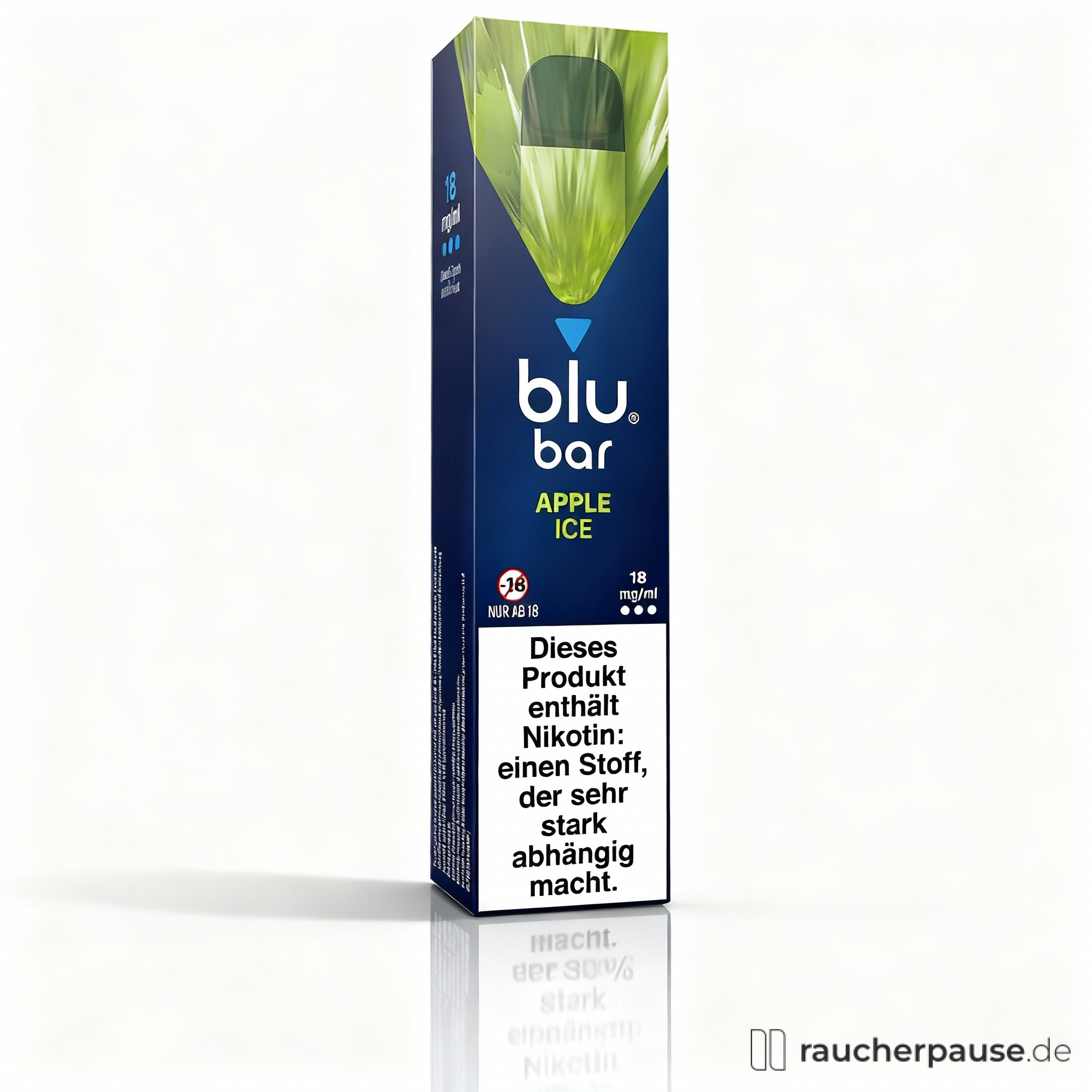 blu bar 1000 Einweg E-Zigarette Apfel Ice | 18 mg Nikotin | Fruchtiger Genuss für unterwegs | Bis zu 1000 Züge