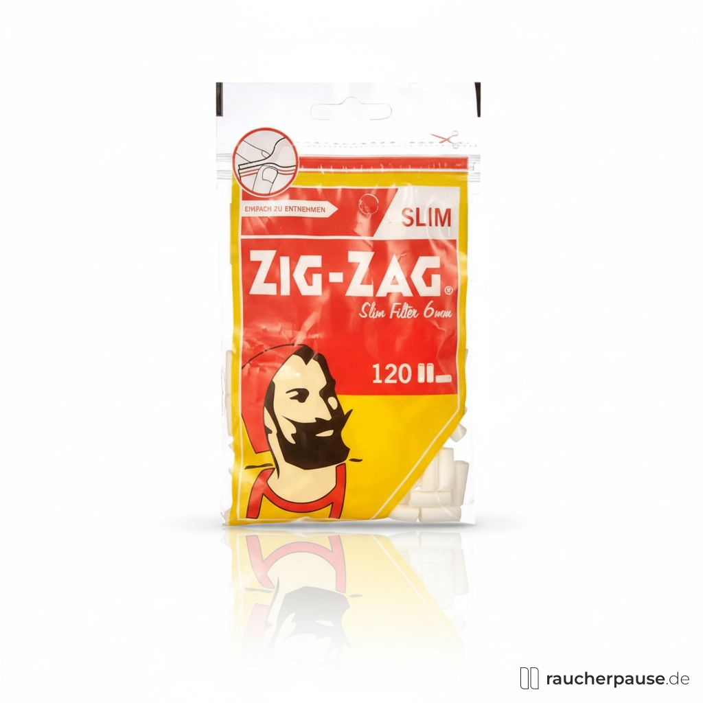Zig-Zag Just Paper Slim Filter | 120 Stück | 6 mm Ø | FSC-zertifiziert | Wiederverschließbarer Beutel