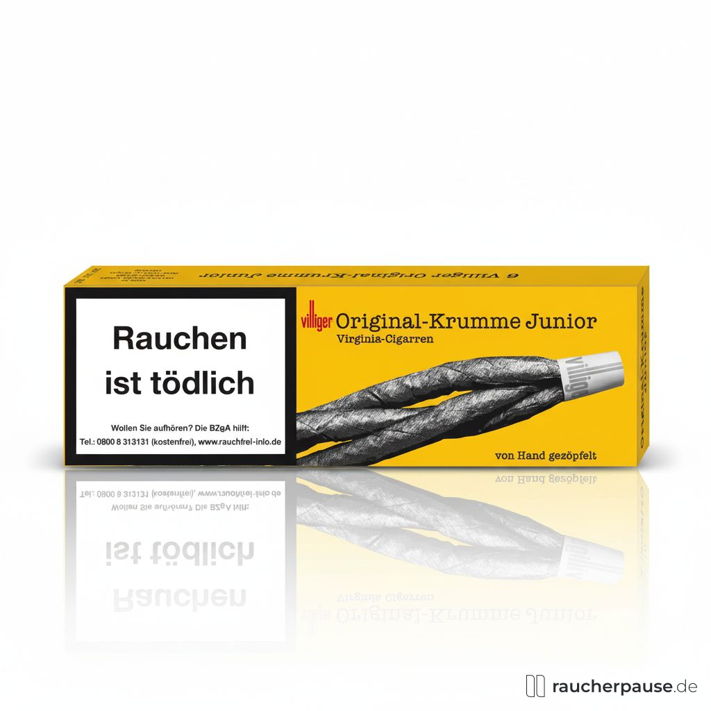 Villiger Original-Krumme Junior Zigarren | 6er Pack | Erdiges & ledriges Aroma, mit Mundstück