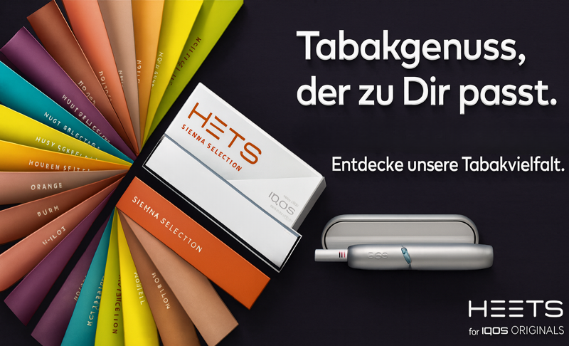 Heets Tabaksticks Selection mit slogan "Tabakgenuss, der zu Dir passt"