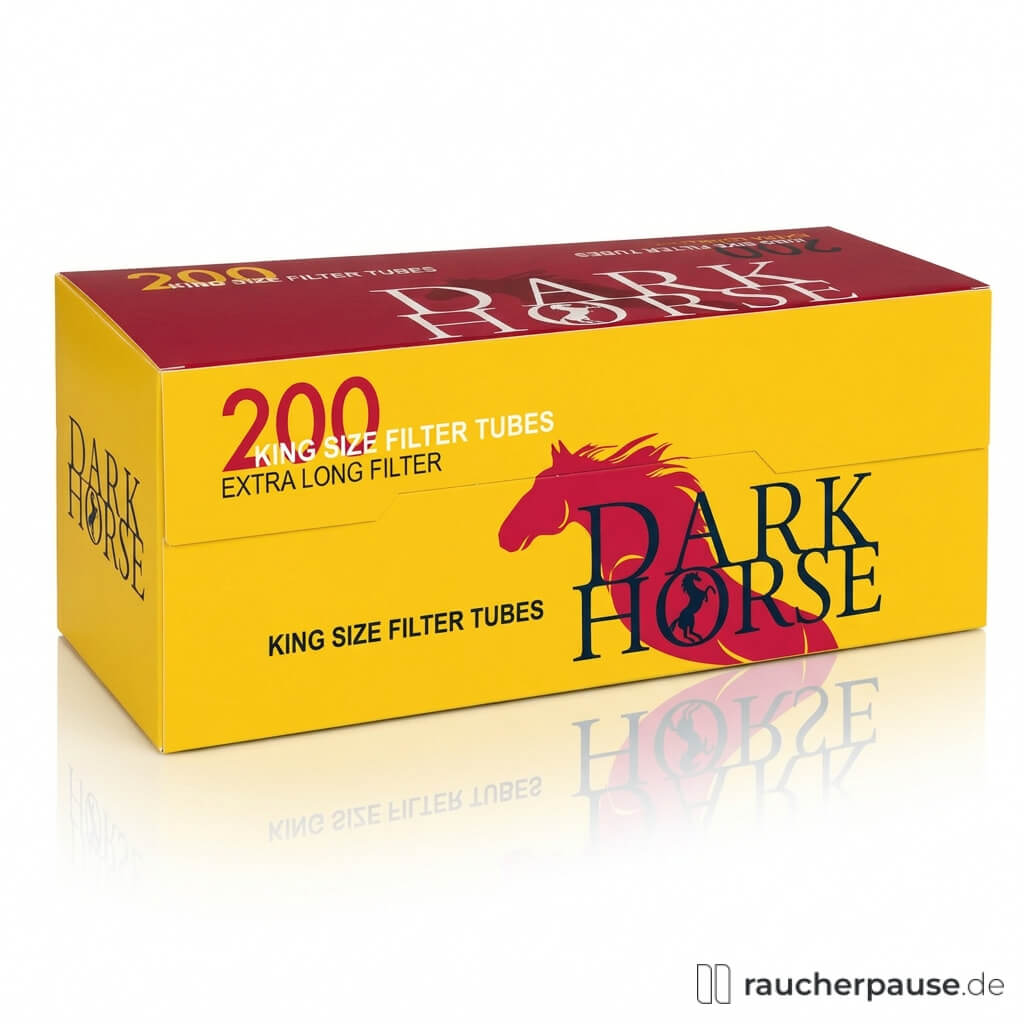 Gelbe Packung Dark Horse Extra Long Filterhülsen mit 24 Millimeter Filter und 200 Stück